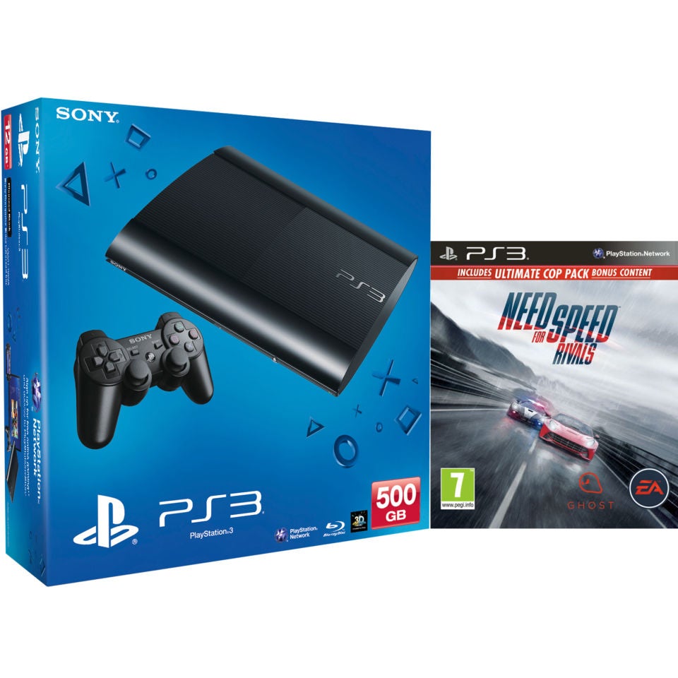 PS3: New Sony PlayStation 3 Slim Console (500 GB) - Black - Includes Need  For Speed: Rivals Games Consoles - Zavvi US