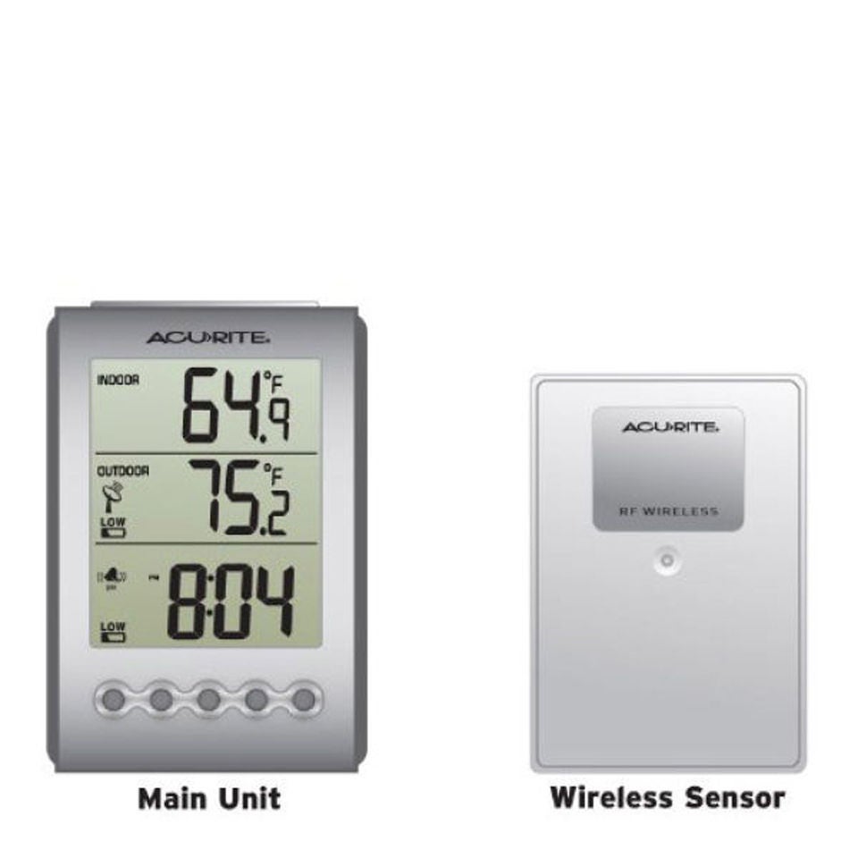  Acu-Rite 00604A1 Wireless Thermometer with Clock : Patio, Lawn  & Garden