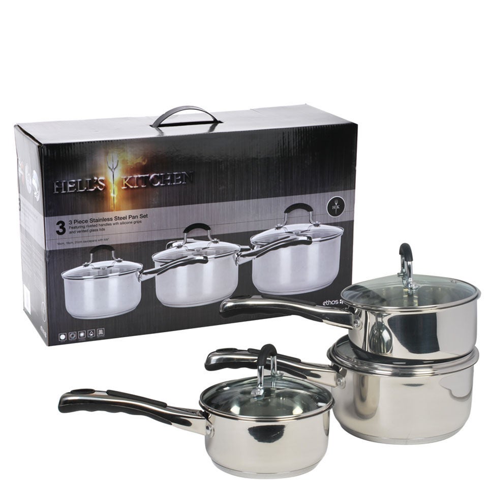 Hell's Kitchen Luna 3pc Stainless Steel Pan Set