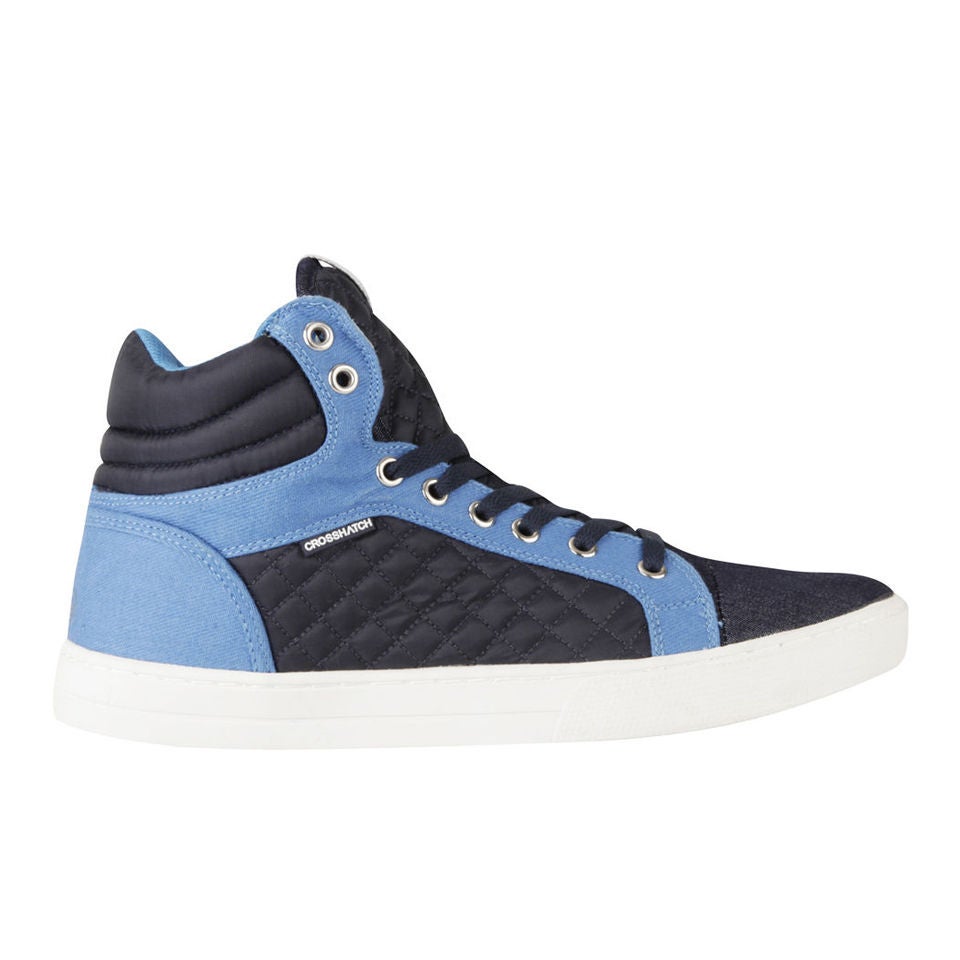 Crosshatch Men s Tolfa Hi Top Trainers Navy Clothing Zavvi US