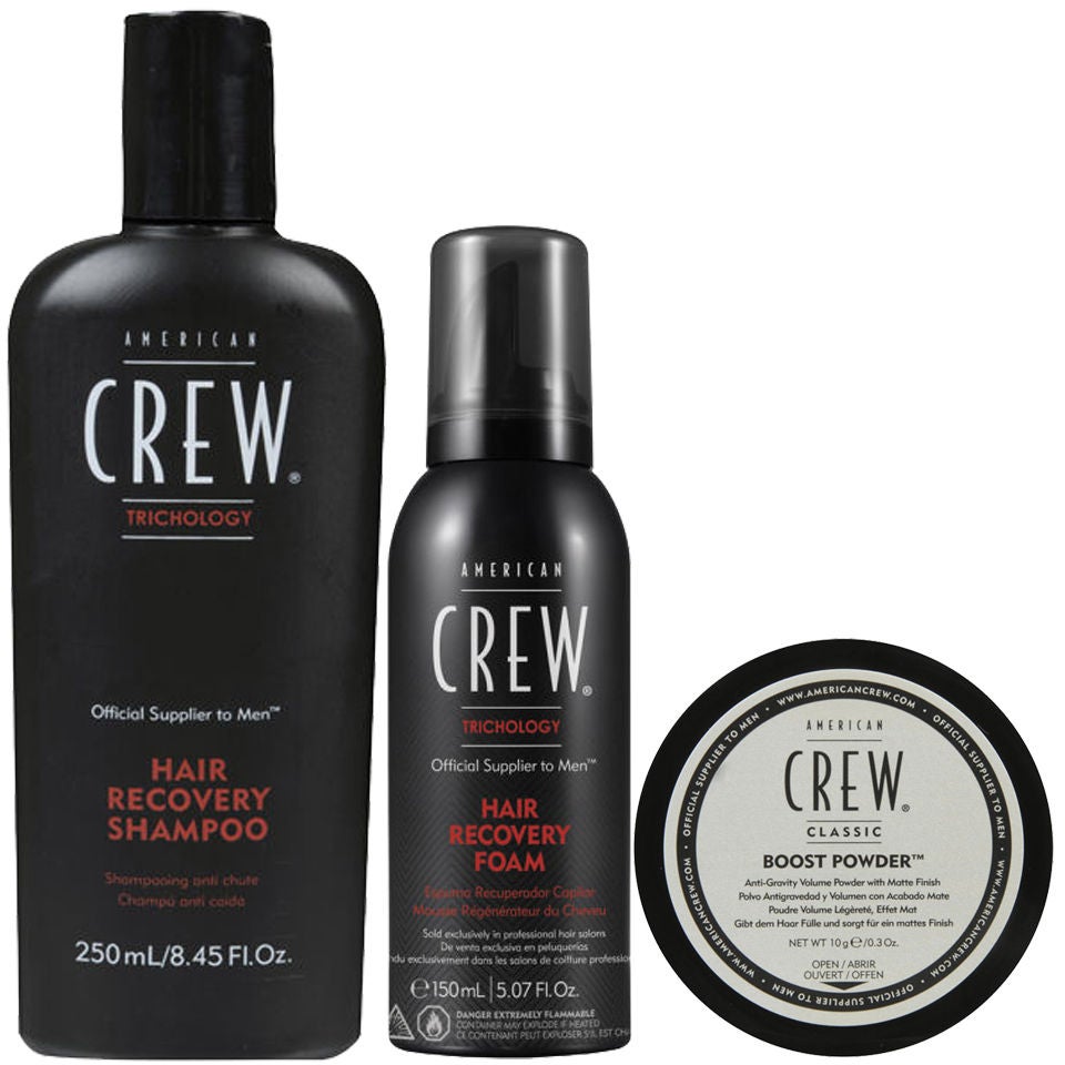 American Crew Help Trio - Hair Recovery Shampoo, Boost Powder and Hair Recovery Foam | LOOKFANTASTIC AU