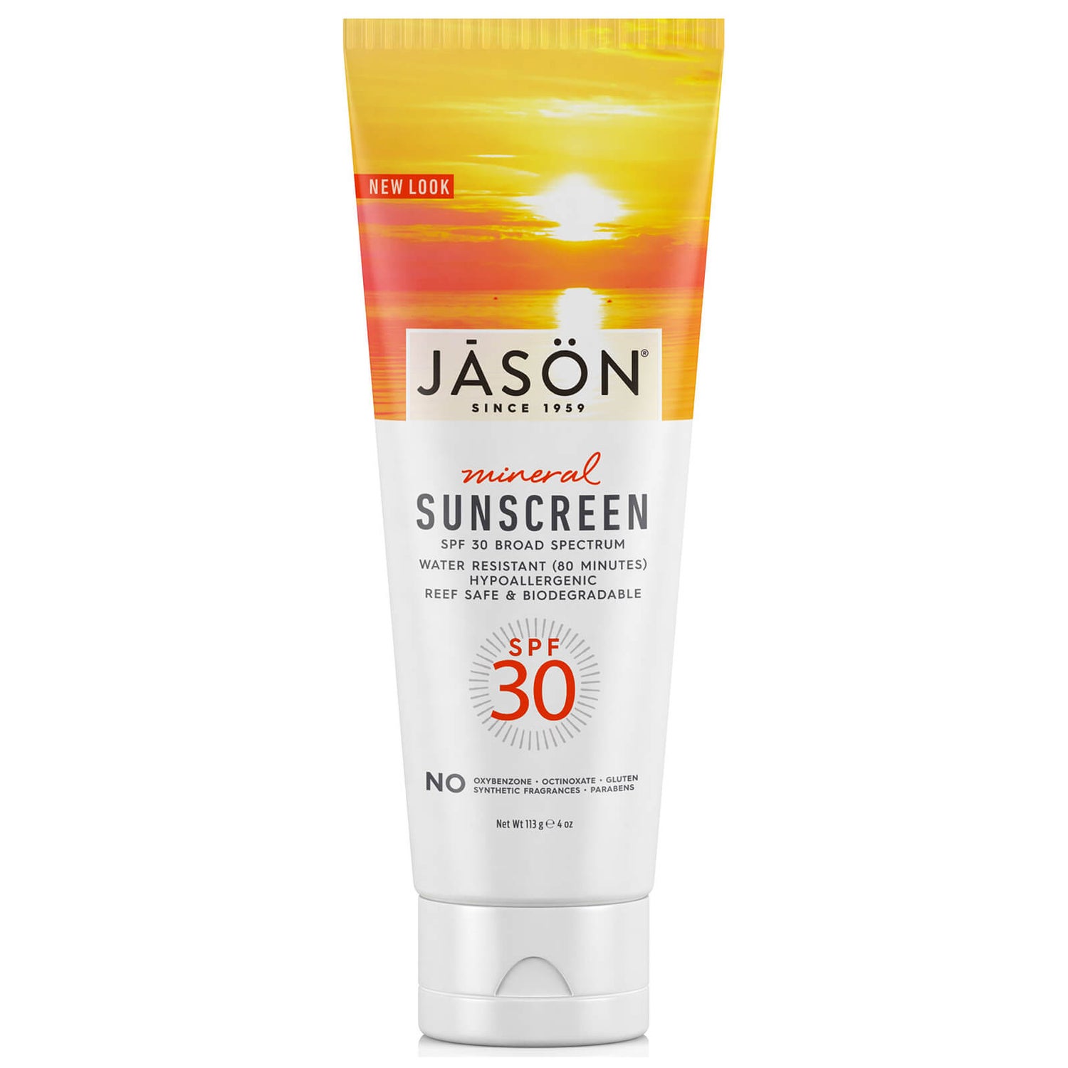 Минеральный солнцезащитный крем широкого спектра JASON Mineral Sunscreen Broad Spectrum SPF30 113 г