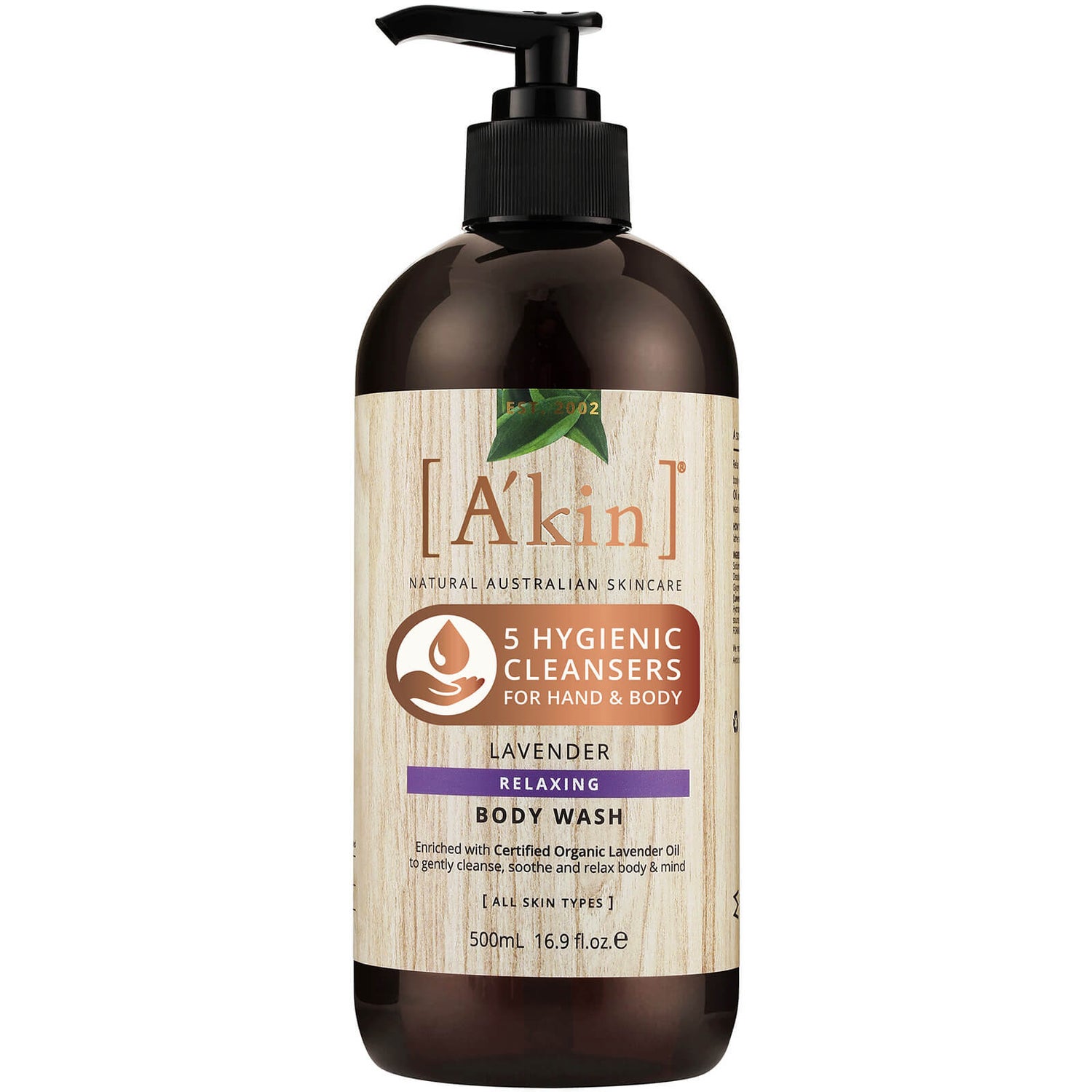A'kin Aromatherapy Body wash 500ml Lavender LOOKFANTASTIC