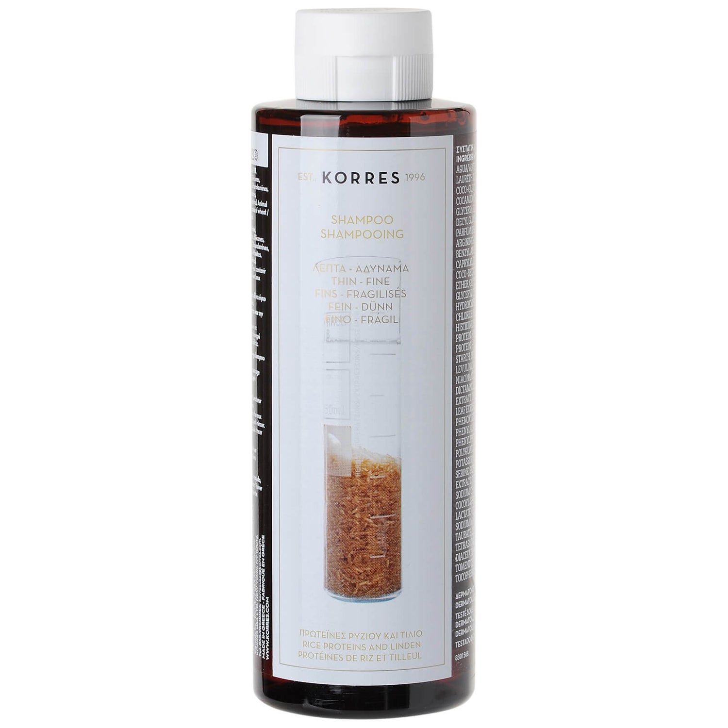 KORRES Natural Rice Proteins and Linden -shampoo ohuille hiuksille 250ml