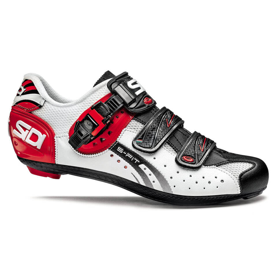 Sidi Genius 5 Fit Carbon Cycling Shoes White Black Red