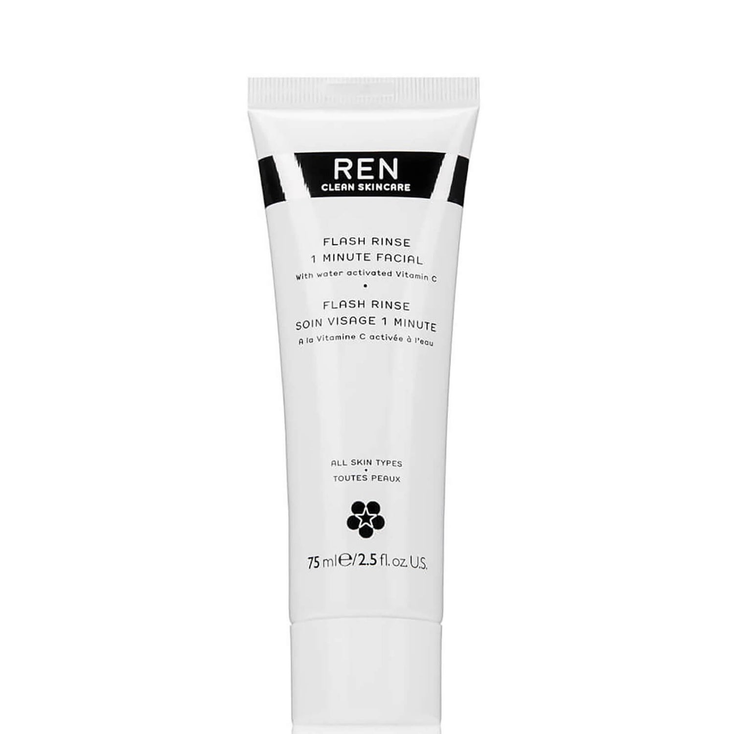 REN Clean Skincare Flash Rinse 1 Minute Facial 75ml - LOOKFANTASTIC