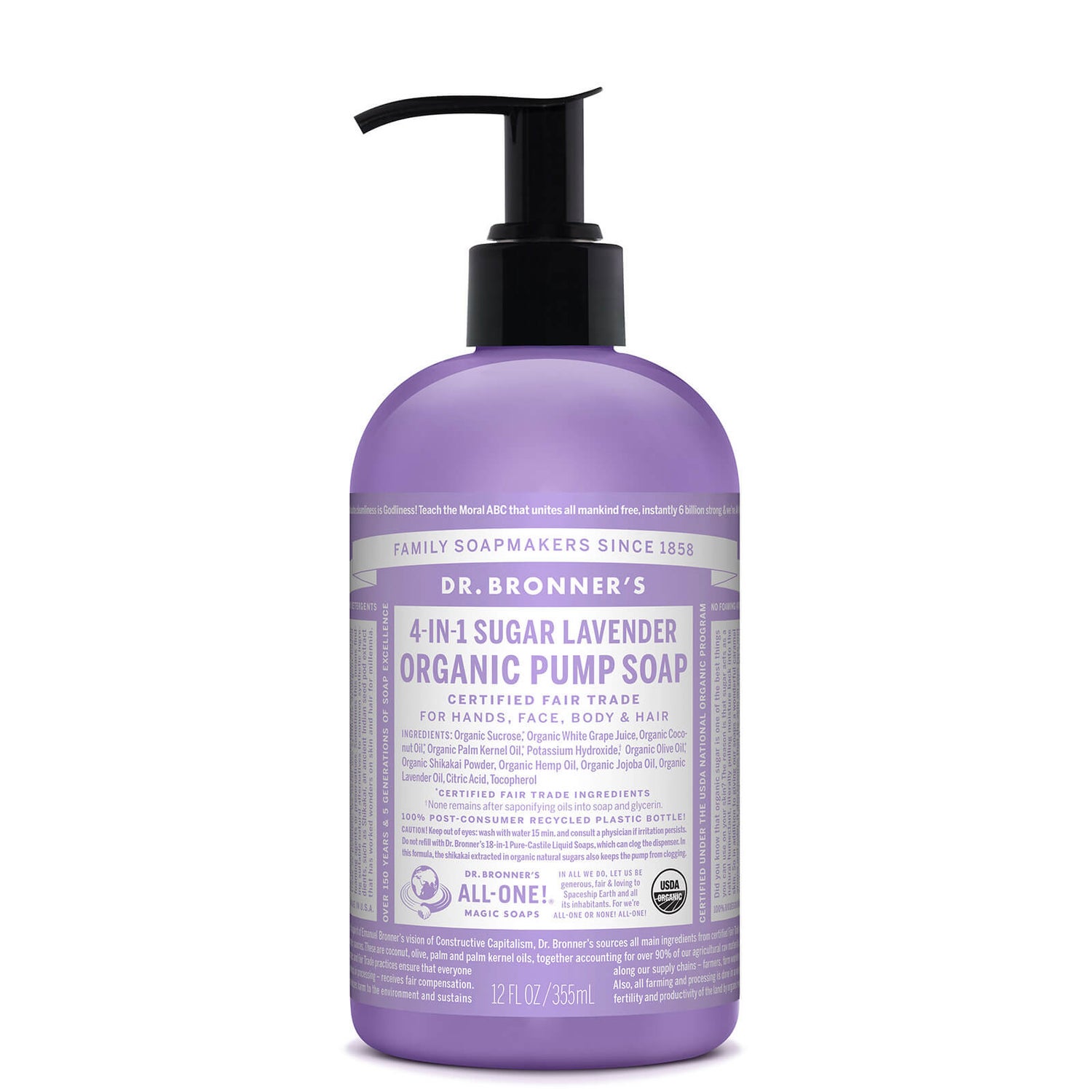 Dr. Bronner's Organic Pump Soap Lavender 355ml LOOKFANTASTIC