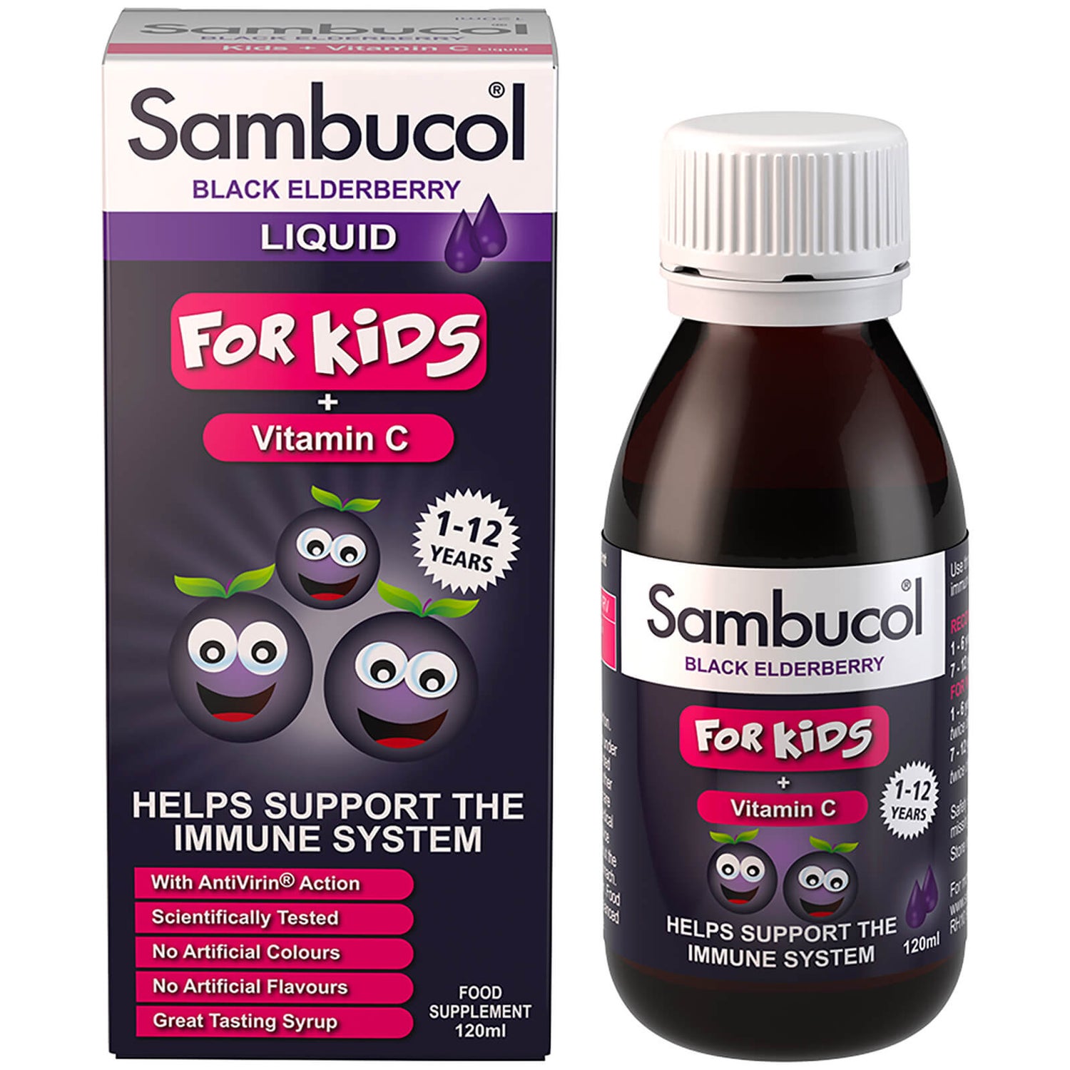 Nestemäinen Sambucol Kids Formula -ravintolisä lapsille, mauton (120ml)
