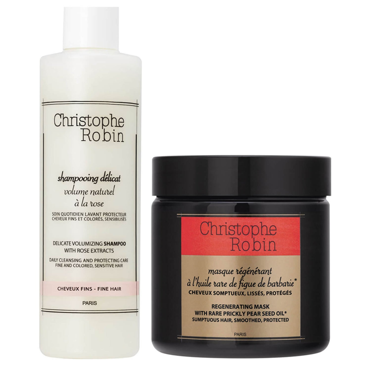 Christophe Robin Regenerating Mask (250ml) and Delicate Volumizing Shampoo with Rose Extracts (250ml) (Worth £81.00)