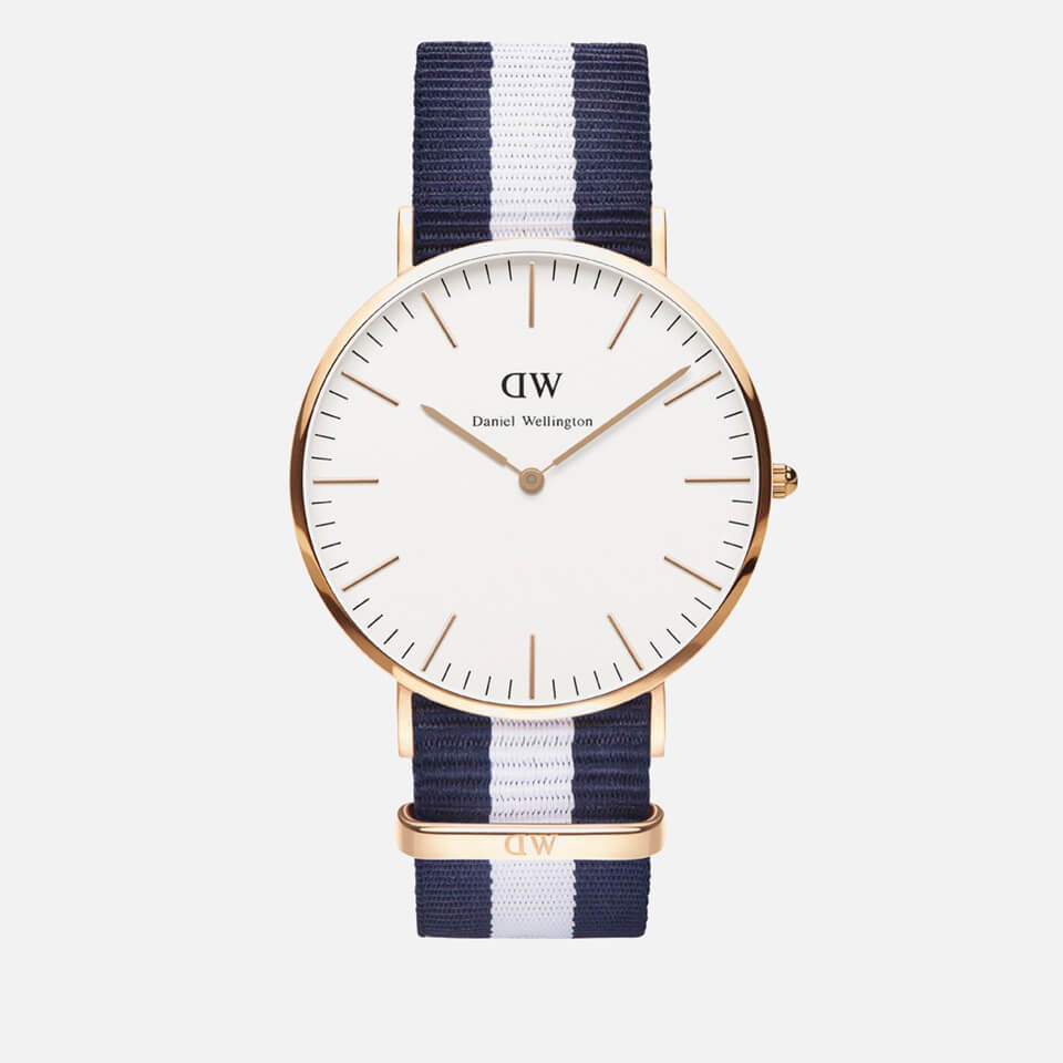 Daniel Wellington Classic Nato Glasgow Rose Gold Watch - Navy/White