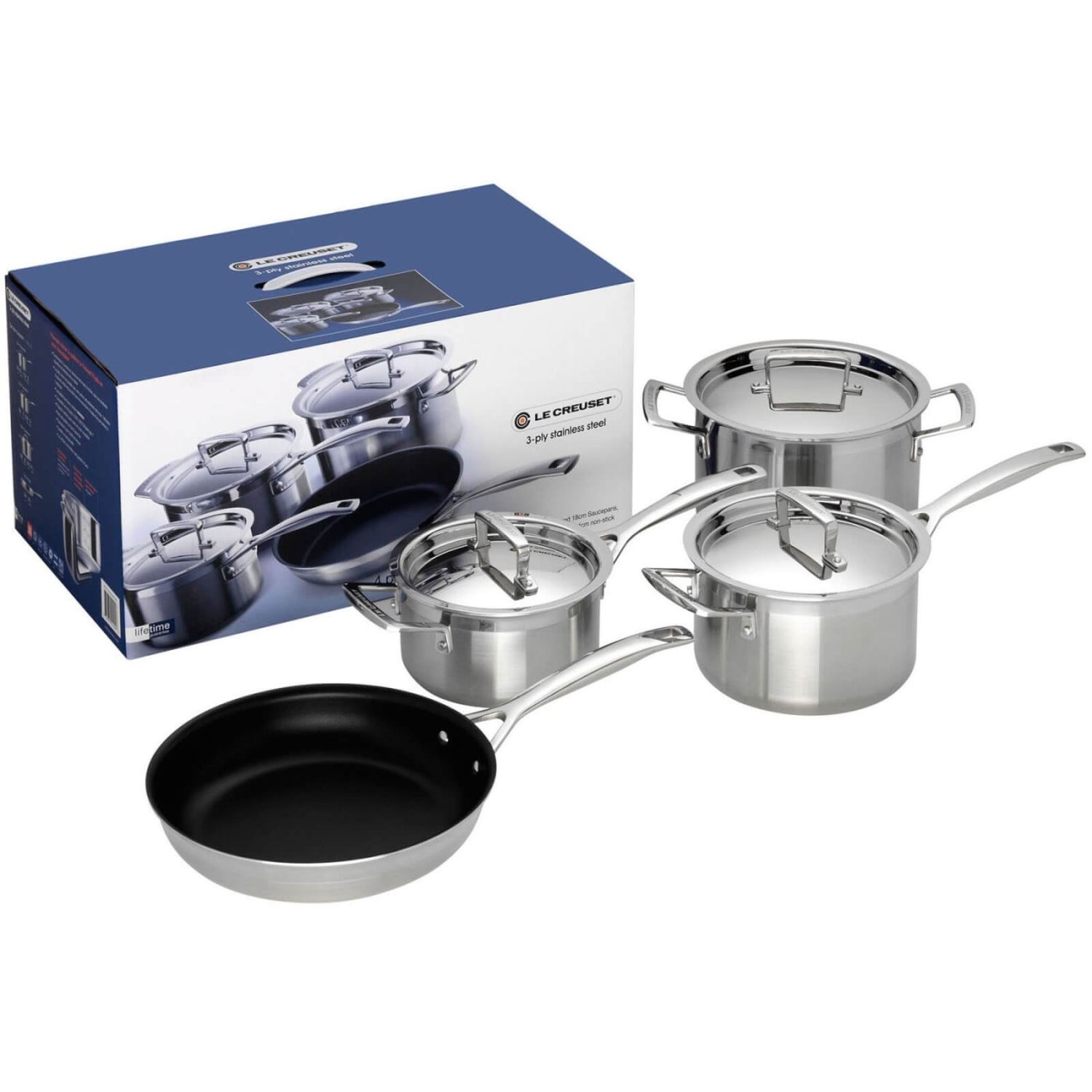 Le Creuset 3-Ply Stainless Steel Non-Stick 4 Piece Cookware Set