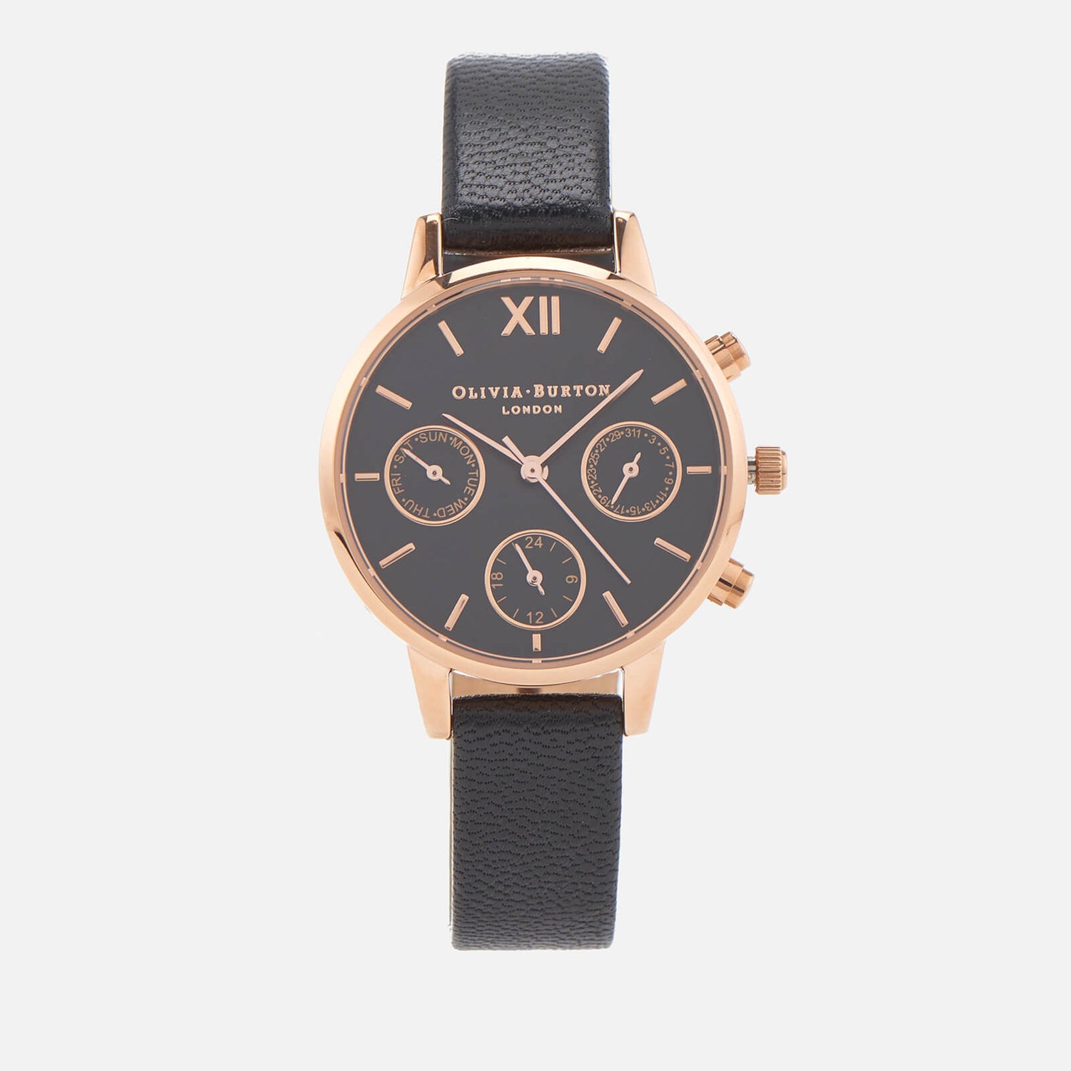 Olivia Burton Women s Midi Chrono Detail Watch Black Rose Gold