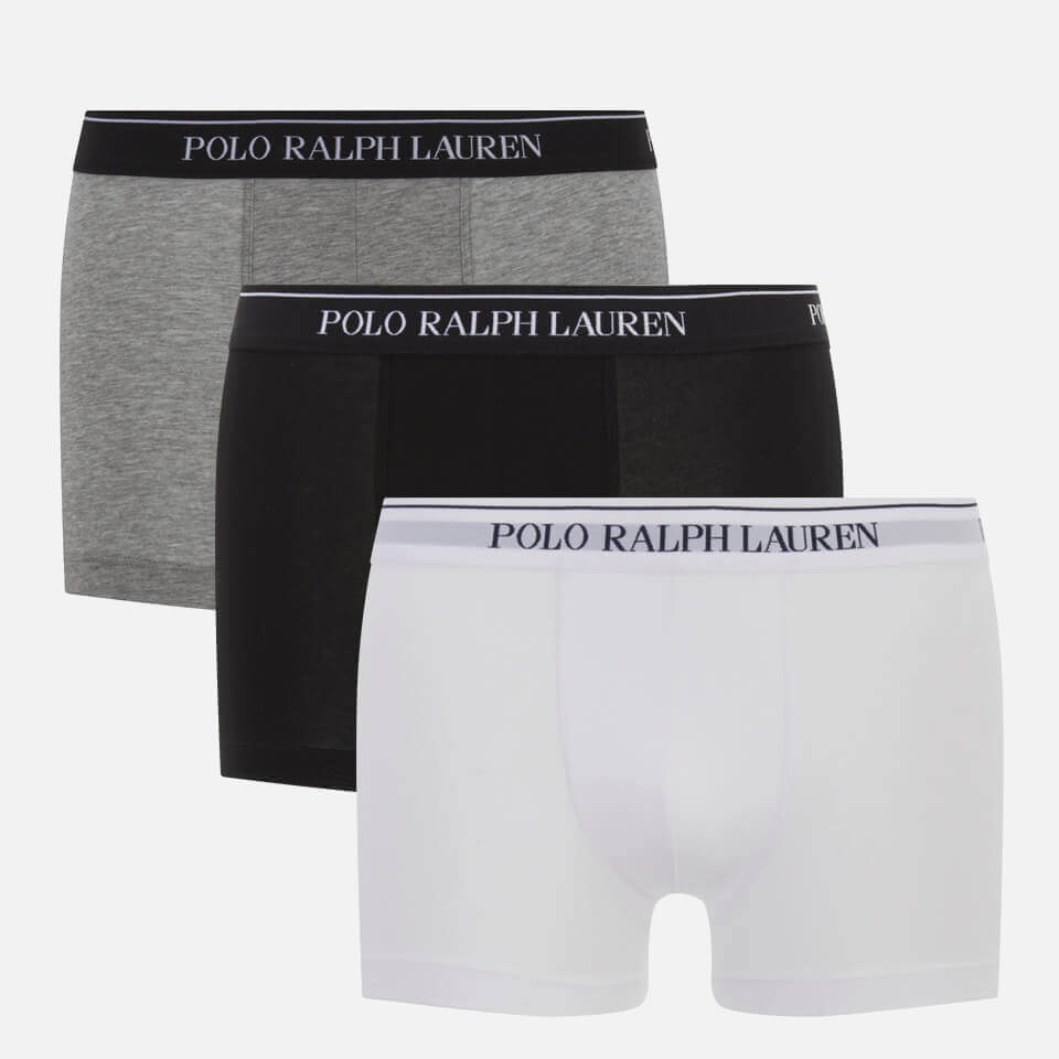 Polo Ralph Lauren Men's 3-Pack Cotton Trunks - White/Black/Andover Heather - S