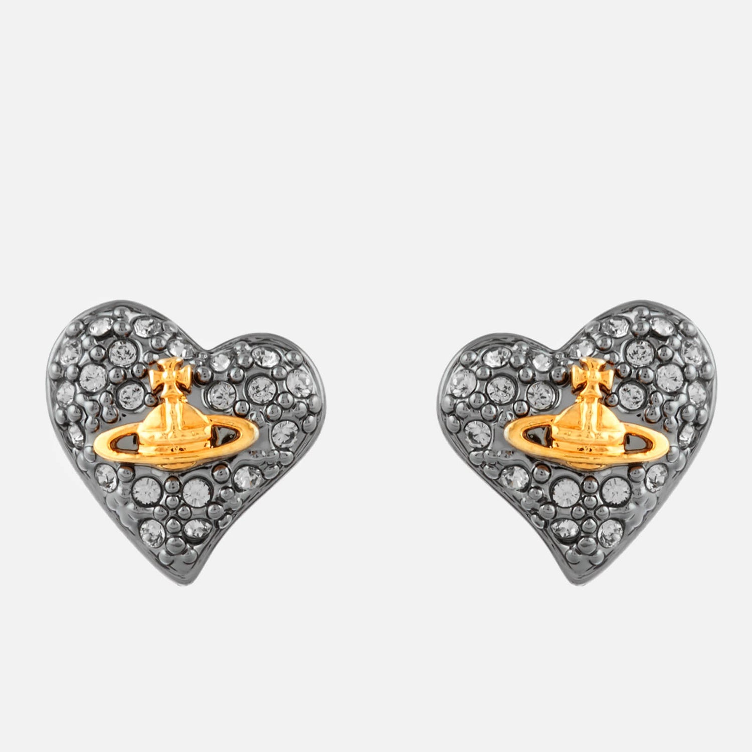 Vivienne westwood tiny diamante heart stud earrings hot sale