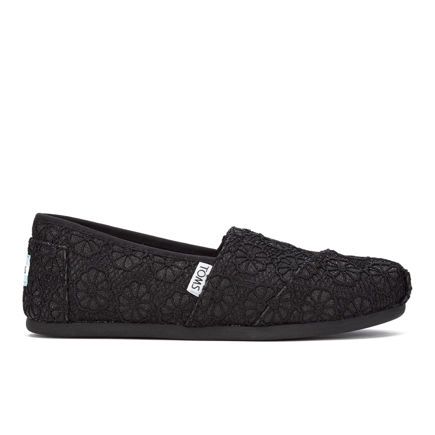 TOMS Women s Seasonal Classics Slip On Pumps Black Crochet Glitter
