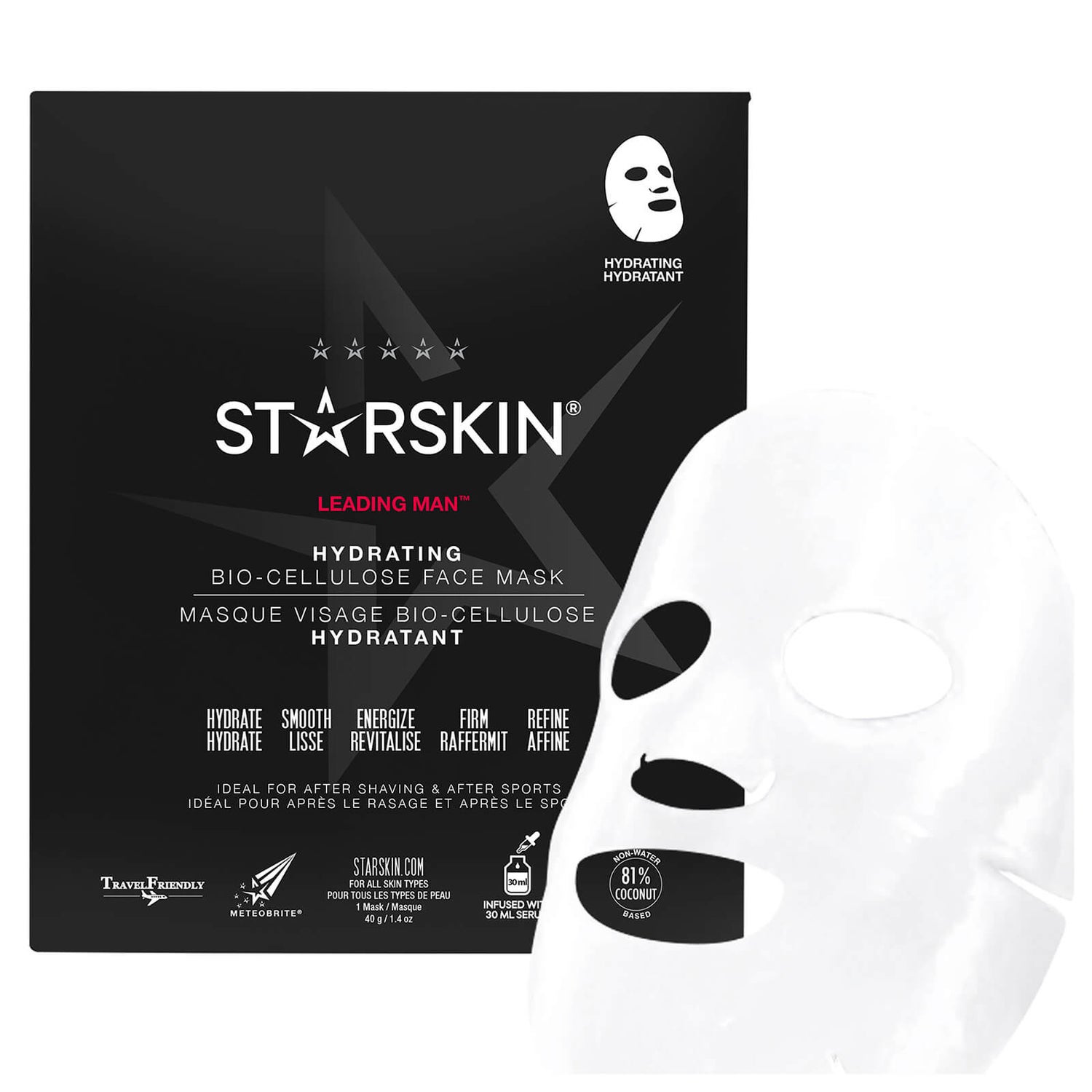 STARSKIN Leading Man Hydrating Coconut Bio-Cellulose Second Skin Face Mask 40g