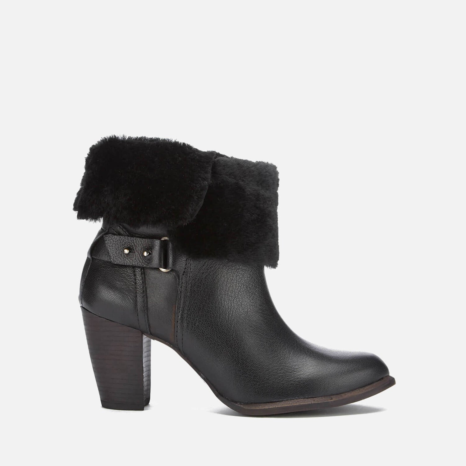 UGG Women s Jayne Suede Sheepskin Heeled Boots Black TheHut