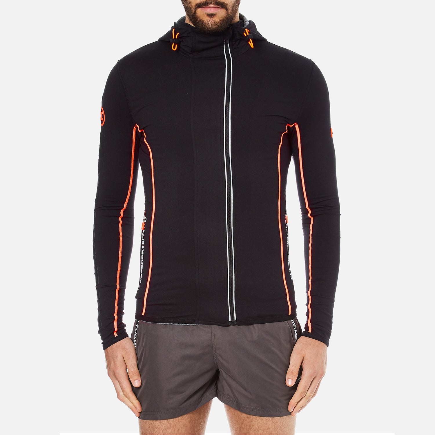 Superdry Men's Gym Sport Runner Panel Zip Hoody Black