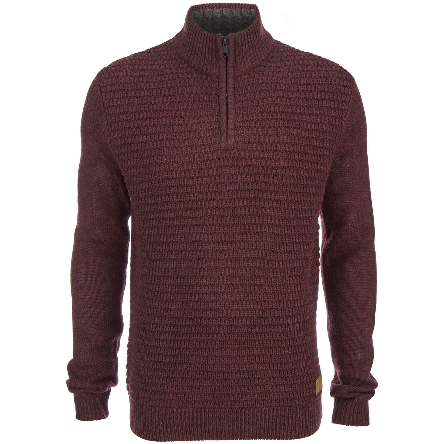 Threadbare Men's Redford Textured Quarter Zip Neck Funnel Knitted