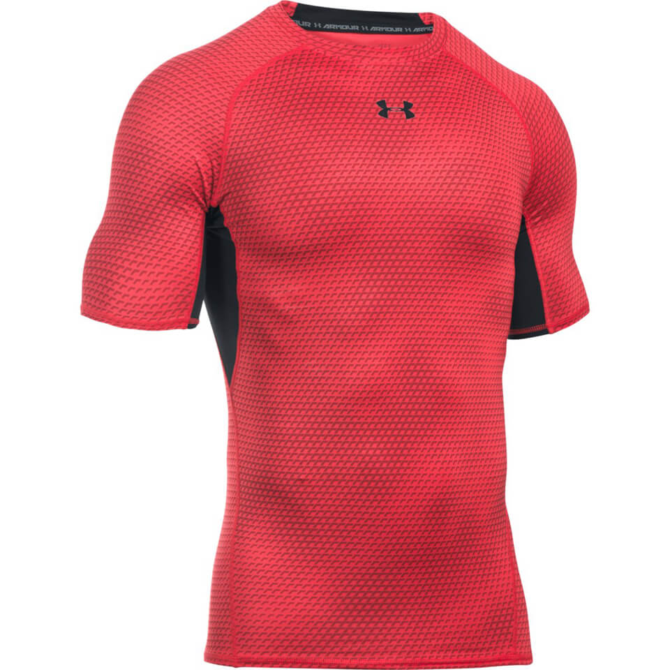 Under Armour Men's HeatGear Armour Printed Short Sleeve Compression T-Shirt  - Red/Black