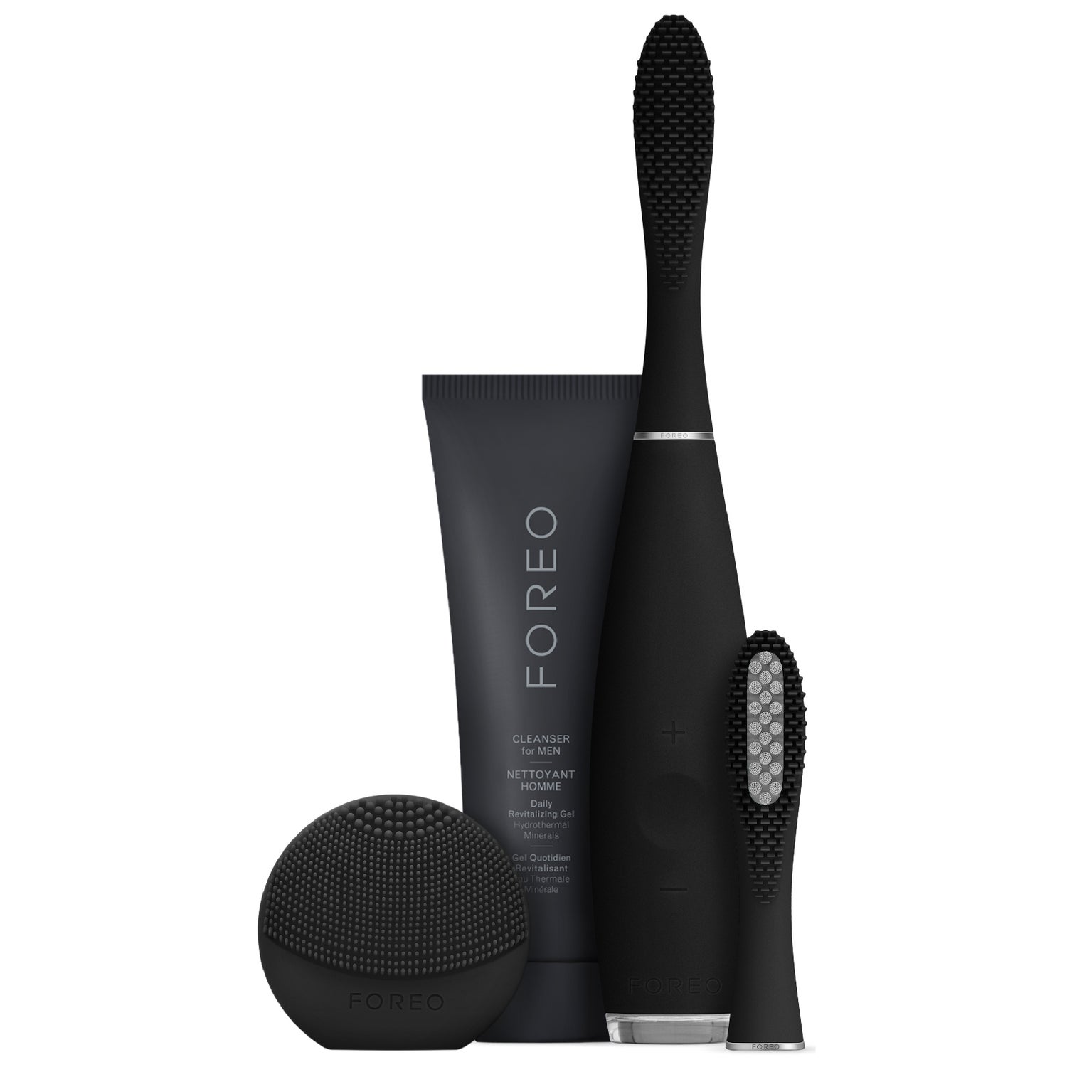 FOREO Complete Male Grooming Collection - (ISSA, Hybrid Brush Head, LUNA Play) Midnight (Worth £212)