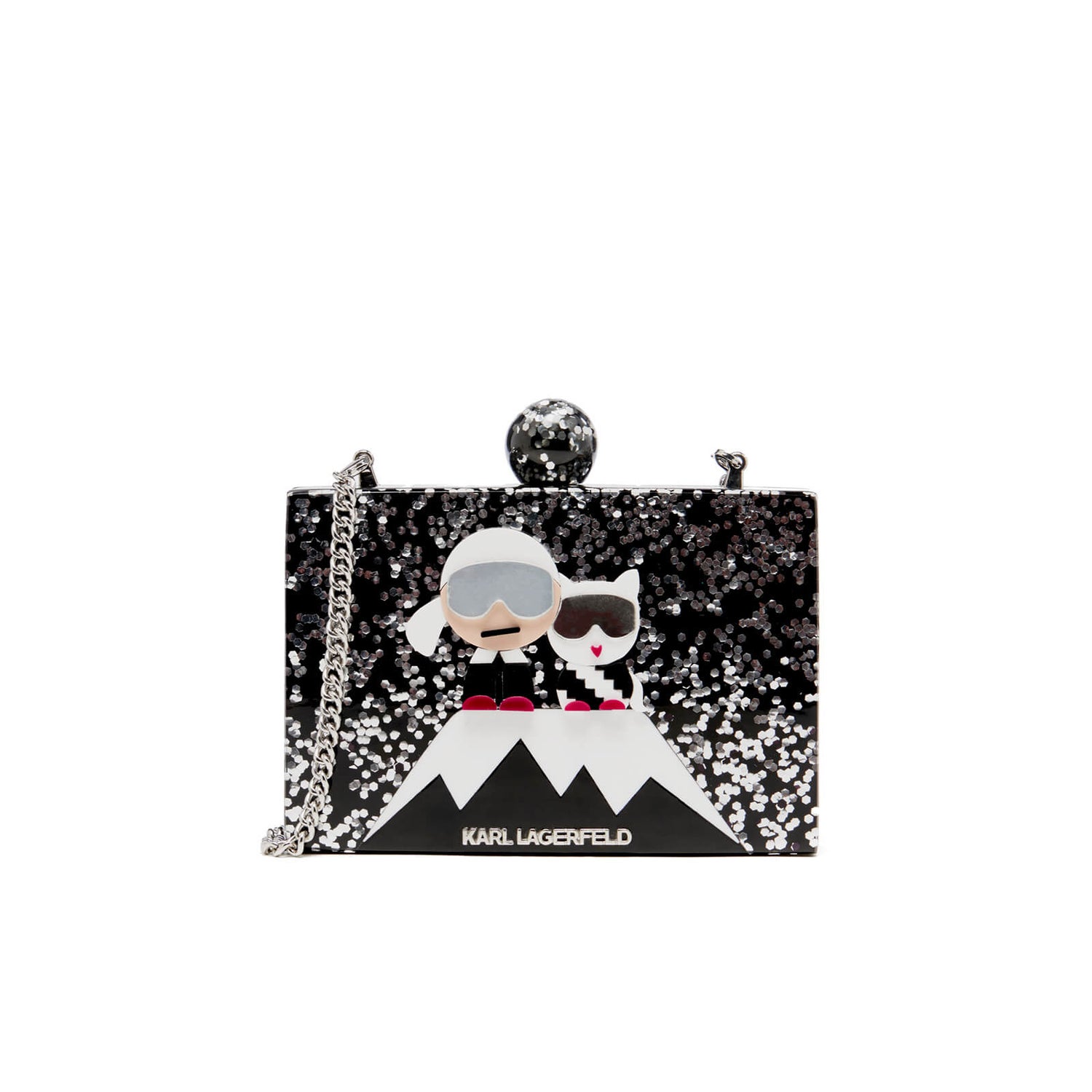 Karl Lagerfeld Women's Minaudiere Cat Clutch Bag - Black