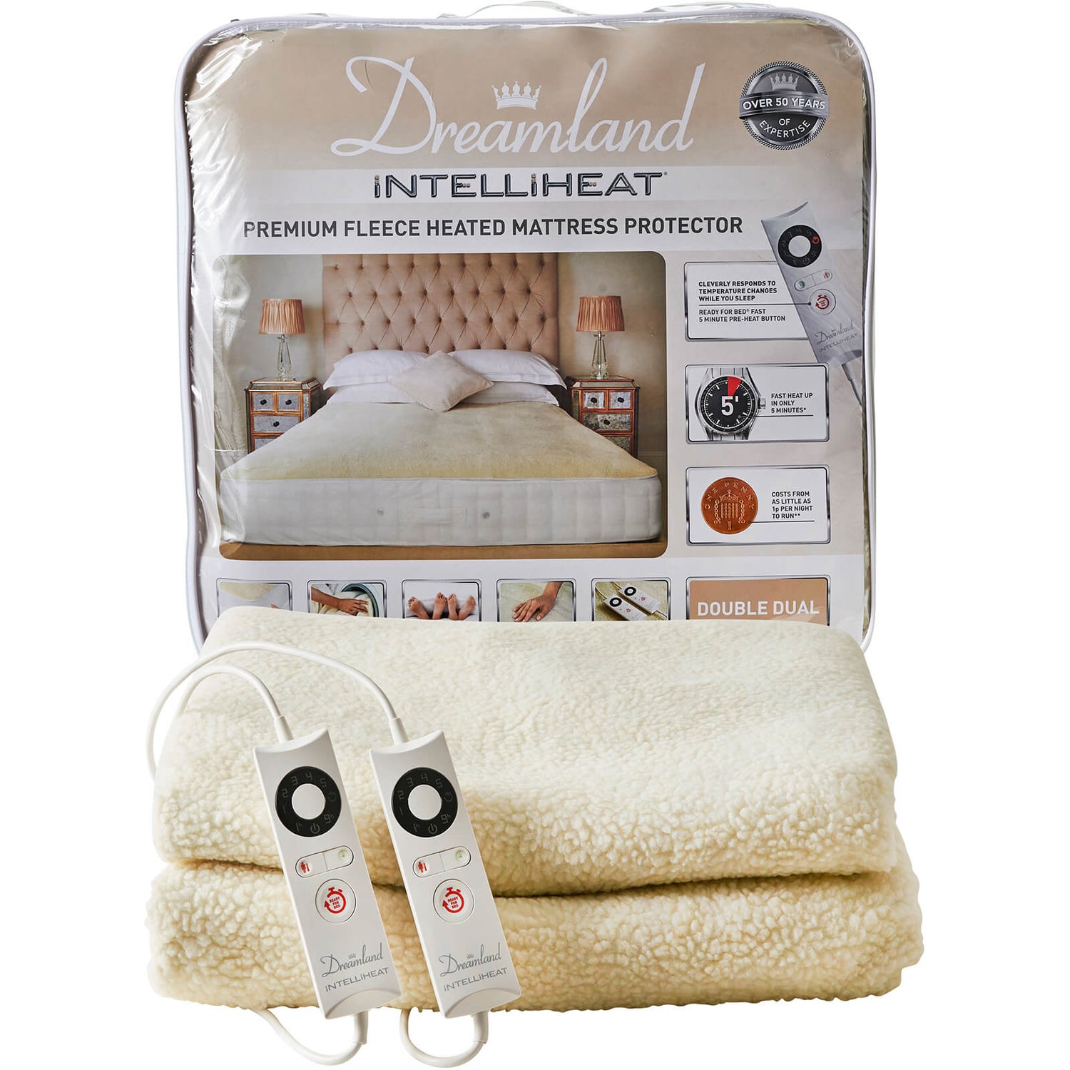 Dual heated mattress cover