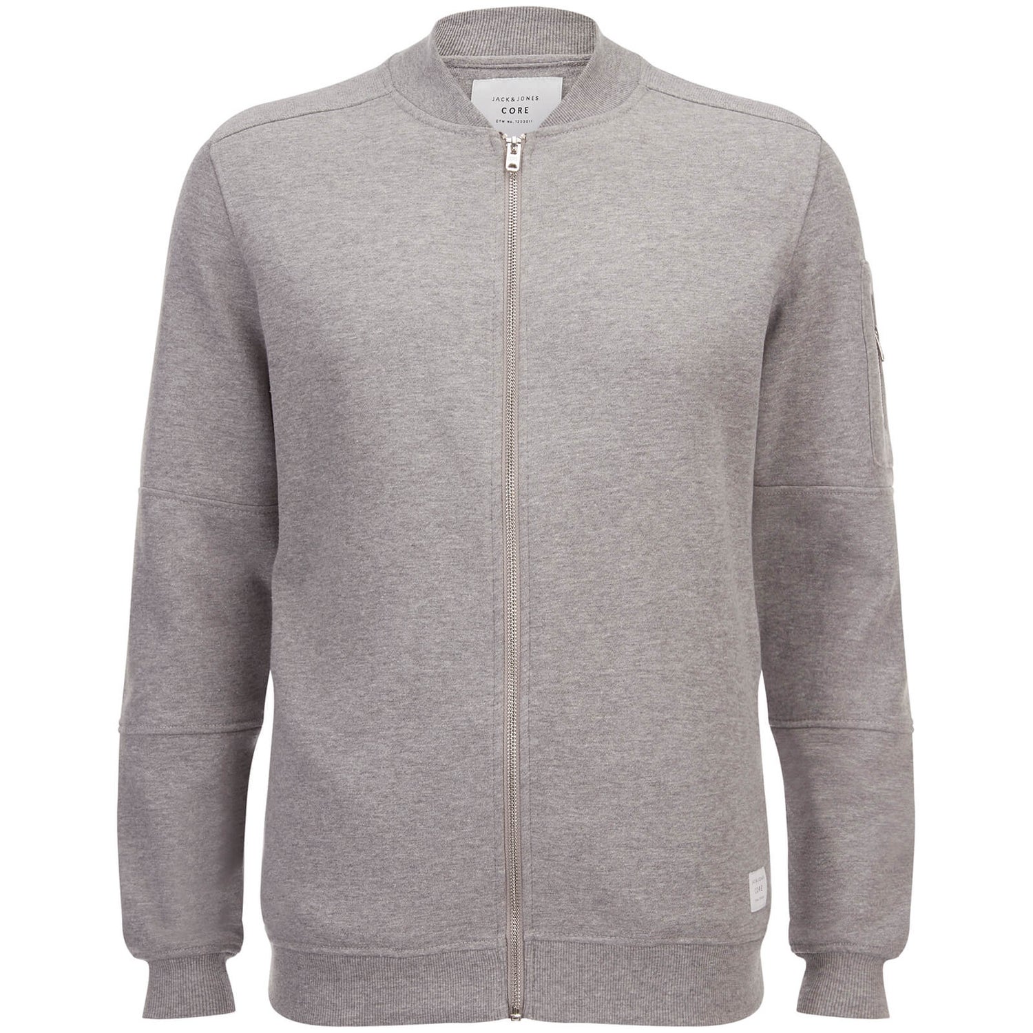 Jack Jones Core Men s Pete Jersey Bomber Jacket Light Grey Marl Mens Clothing Zavvi Ireland