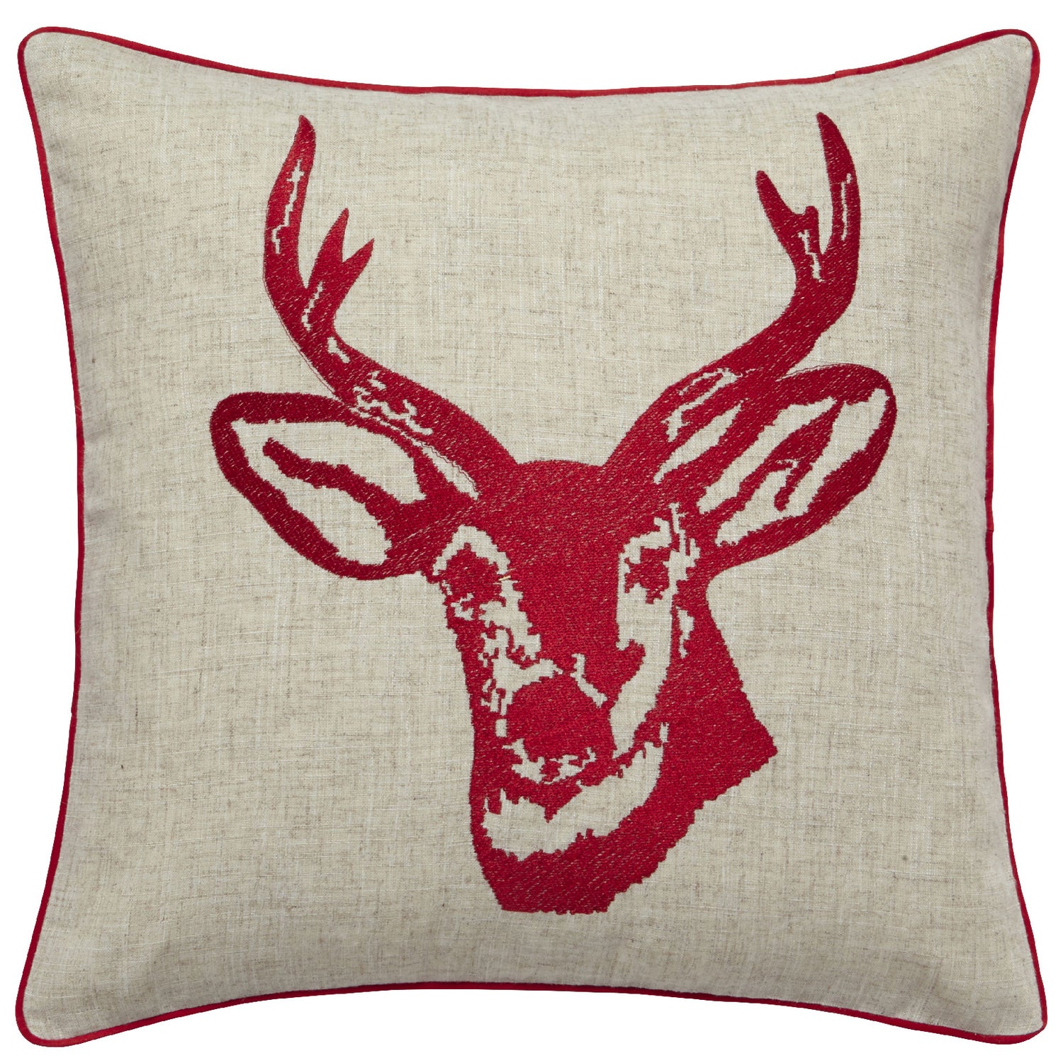Catherine Lansfield Stags Head Cushion 45cm x 45cm Red