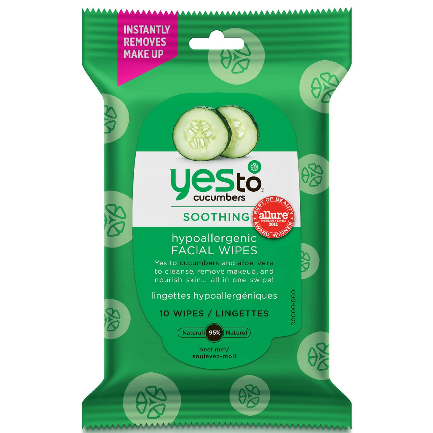 yes to Cucumbers Hypoallergenic Facial Wipes (Pack of 10) LOOKFANTASTIC