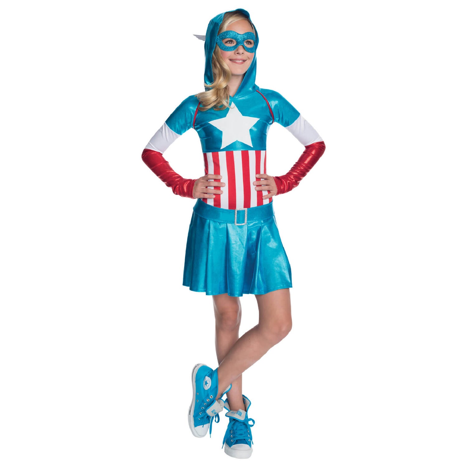 Marvel Girls Captain America Hoody Dress Parties Zavvi US