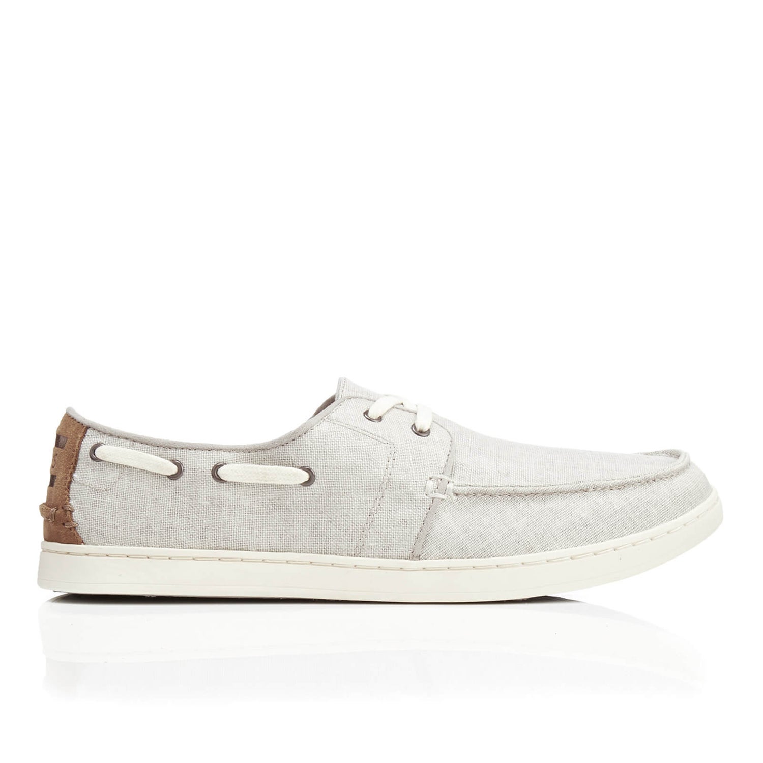 TOMS Men s Culver Linen Boat Shoes Drizzle Grey Coated Linen TheHut