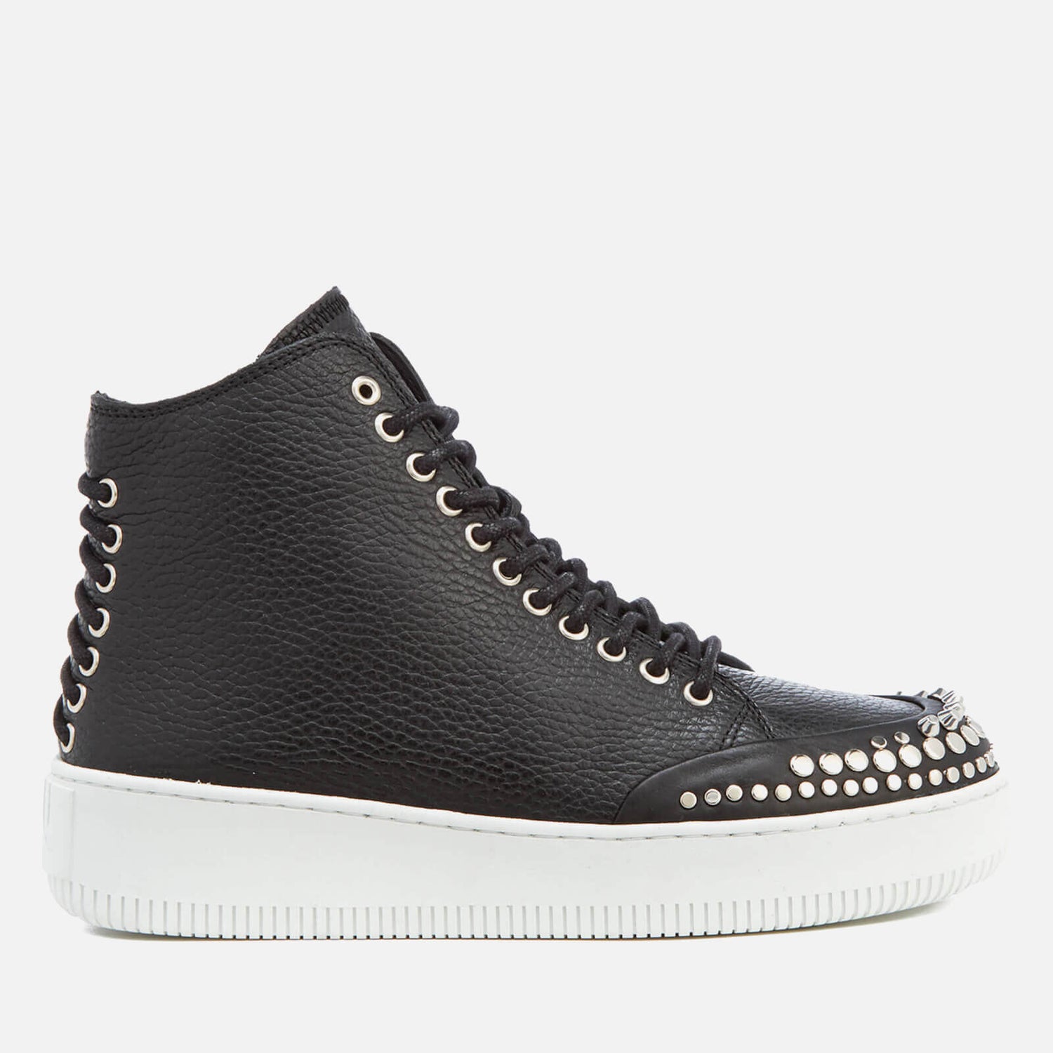 McQ Alexander McQueen Women's Netil Laced Eyelets Leather Hi-Top Trainers - Black