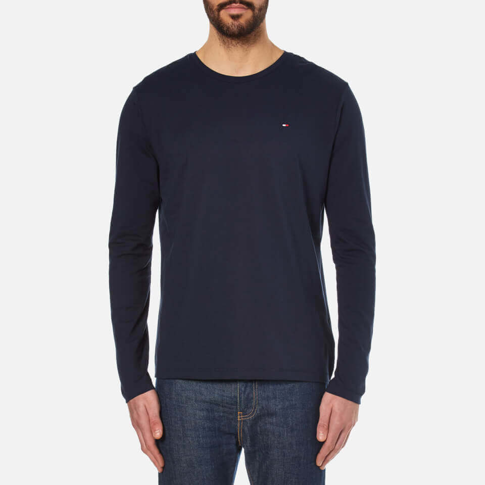 Tommy Hilfiger Men's Organic Cotton Long Sleeve T-Shirt - Navy Blazer ...