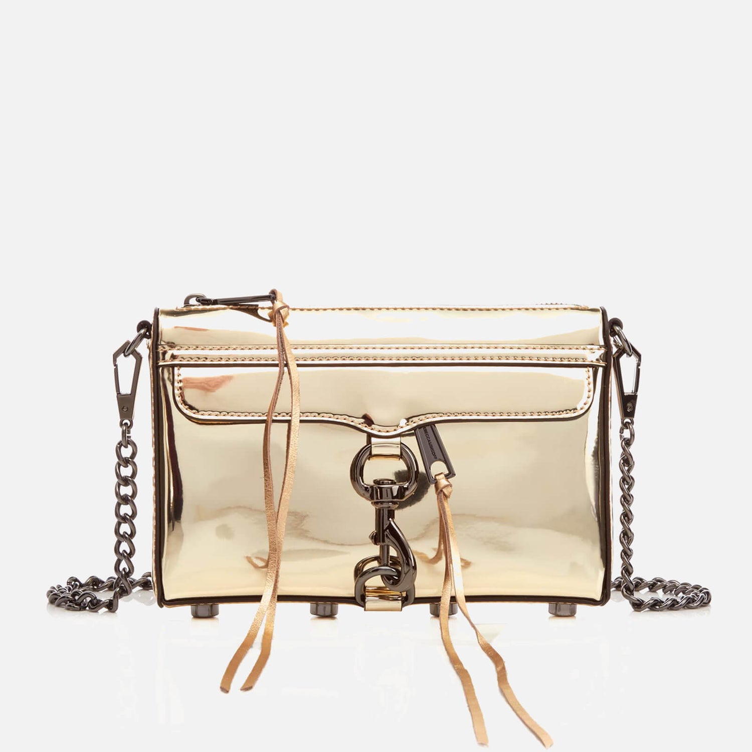 Rebecca Minkoff Women s Mirrored Metallic Mini M.A.C. Cross Body Bag Pale Gold