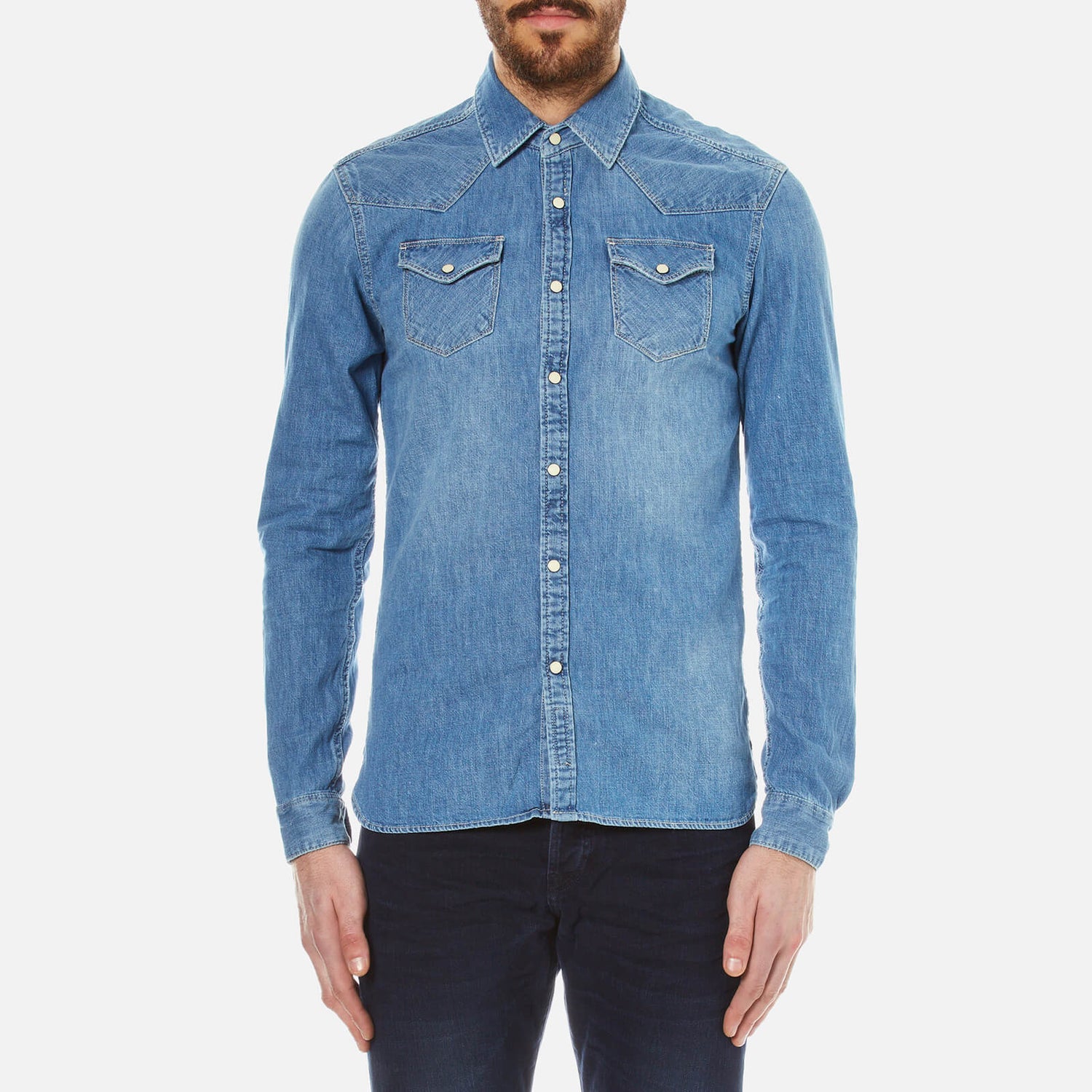 Scotch Soda Men s Western Denim Shirt Denim Blue TheHut