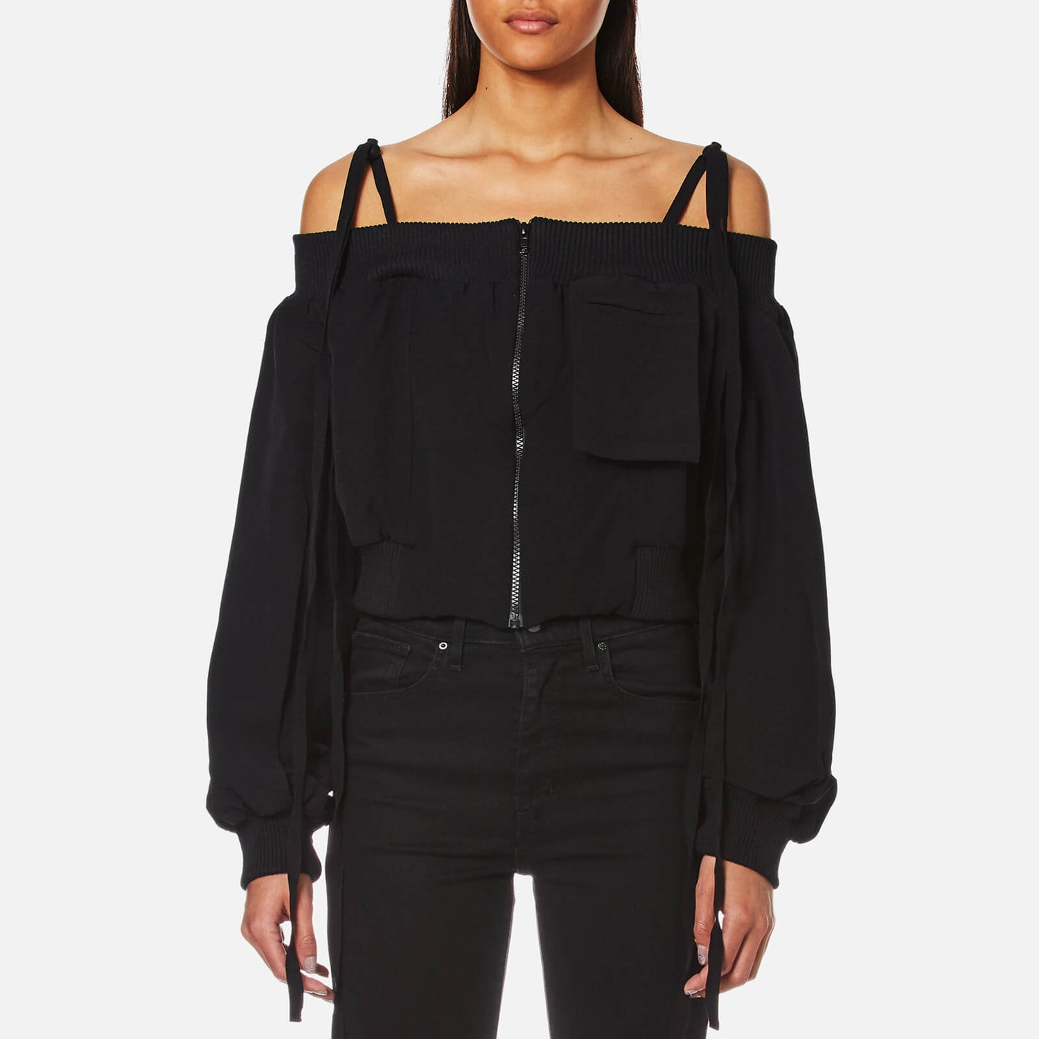Cold shoulder bomber jacket clearance