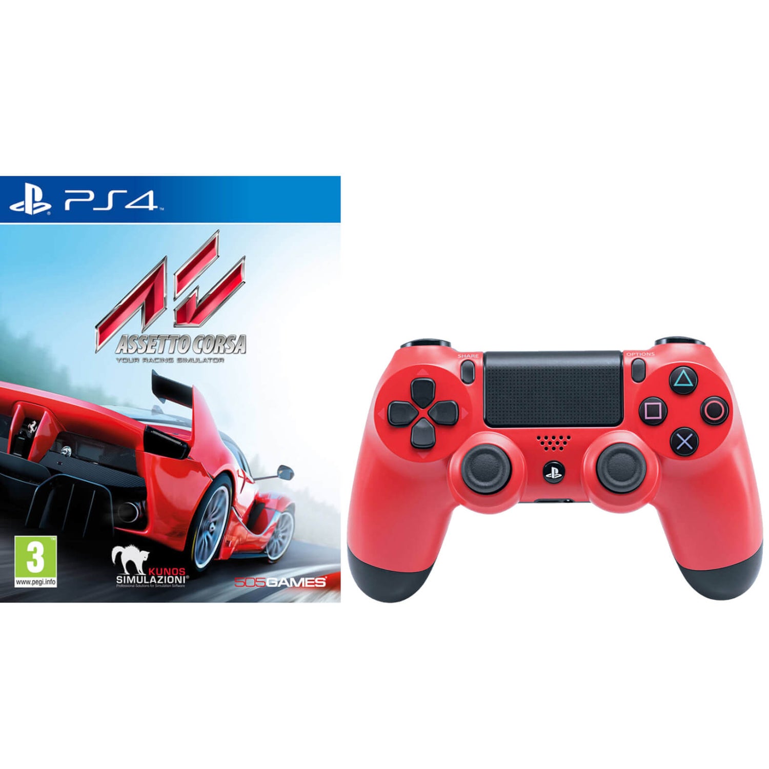 At blokere ægtefælle Sund mad Assetto Corsa with Sony PlayStation 4 DualShock 4 V2 Controller Red Games  Accessories - Zavvi US