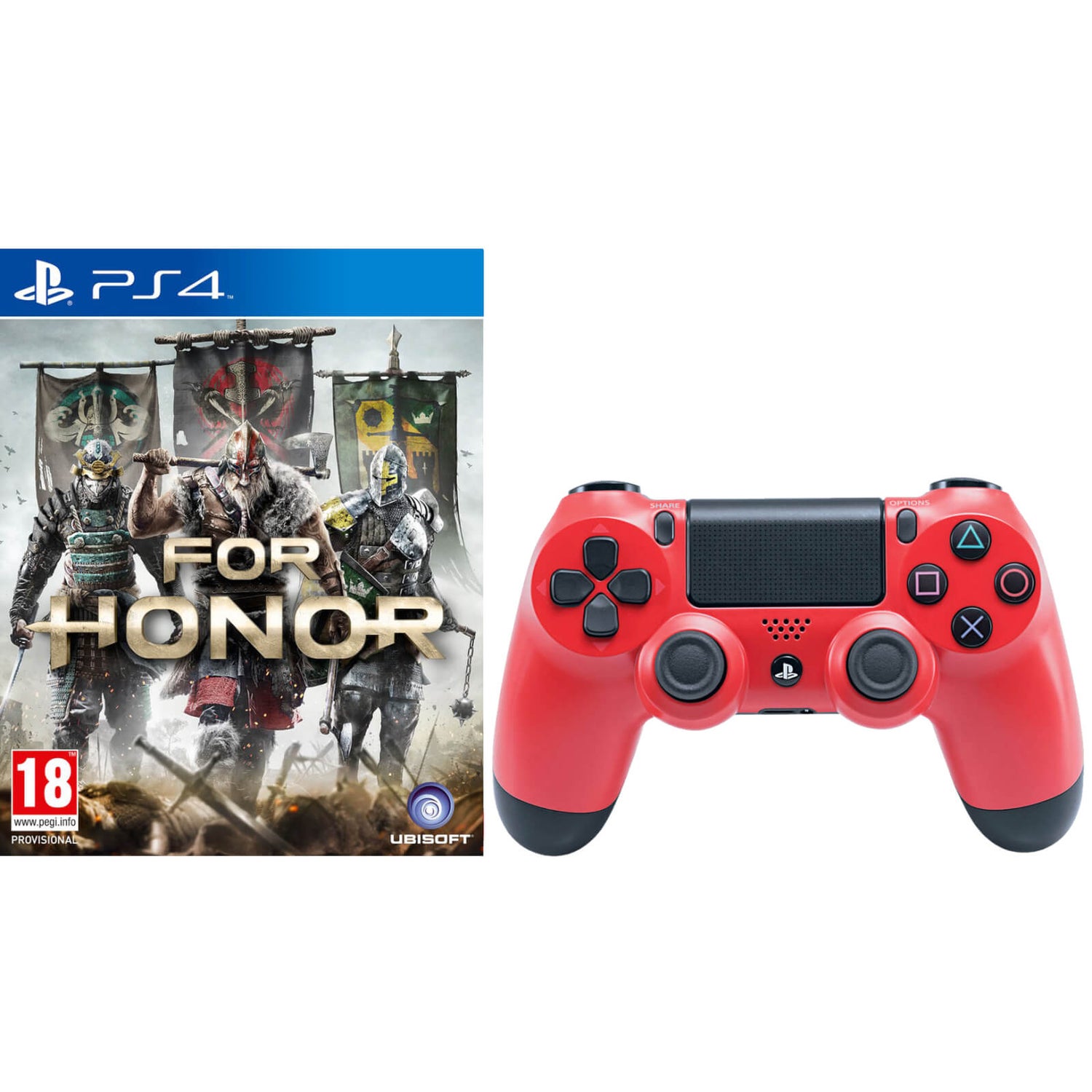 For Honor V2 US Games Sony 4 Zavvi Controller Accessories Red with PlayStation - DualShock 4