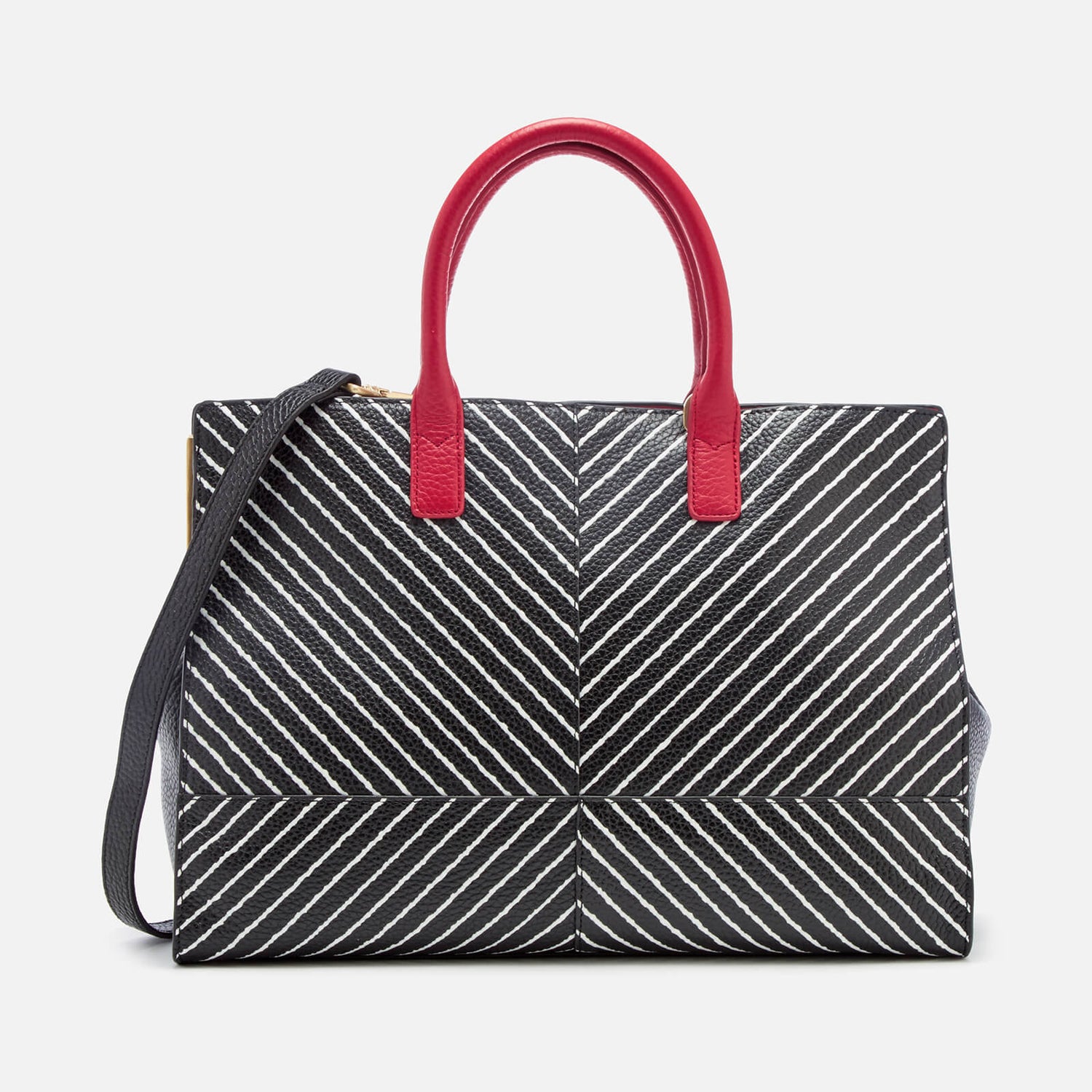 Lulu Guinness Women s Diagonal Stripes Daphne Tote Bag Black