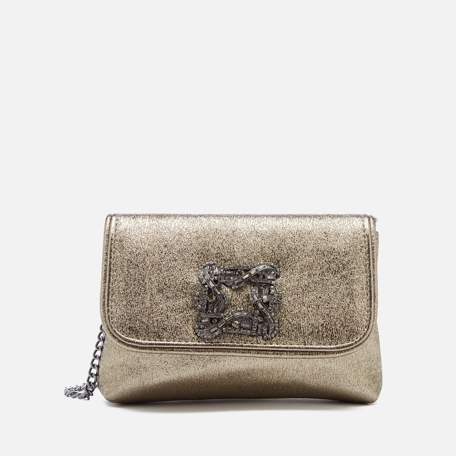 Dune Women s Bestorm Beaded Motif Clutch Bag Pewter