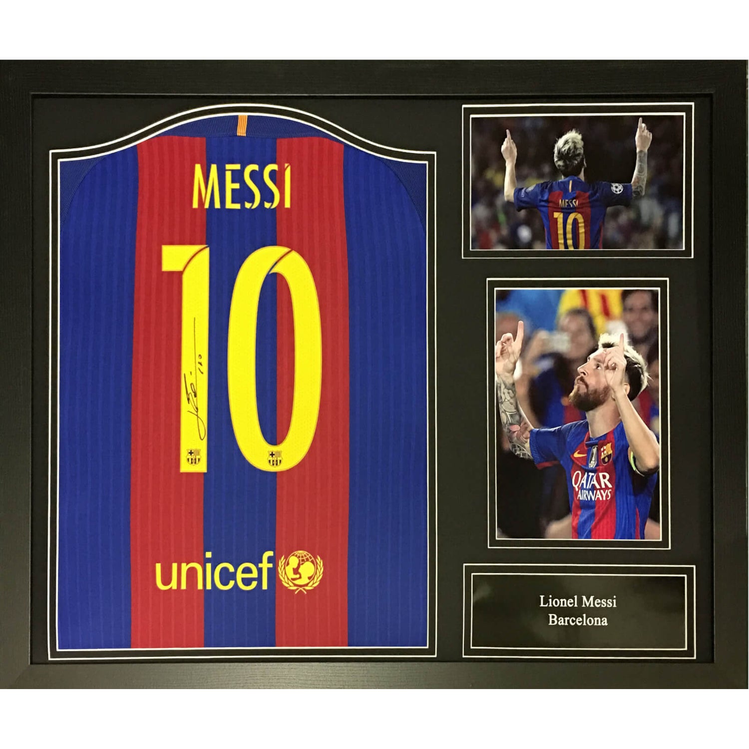 Bleachers Sports Music & Framing — Lionel Messi Signed Authentic Nike Barcelona  Jersey and Argentina 2022 World Cup Championship Photo - BAS Beckett  Authentication Services COA - Professionally Framed