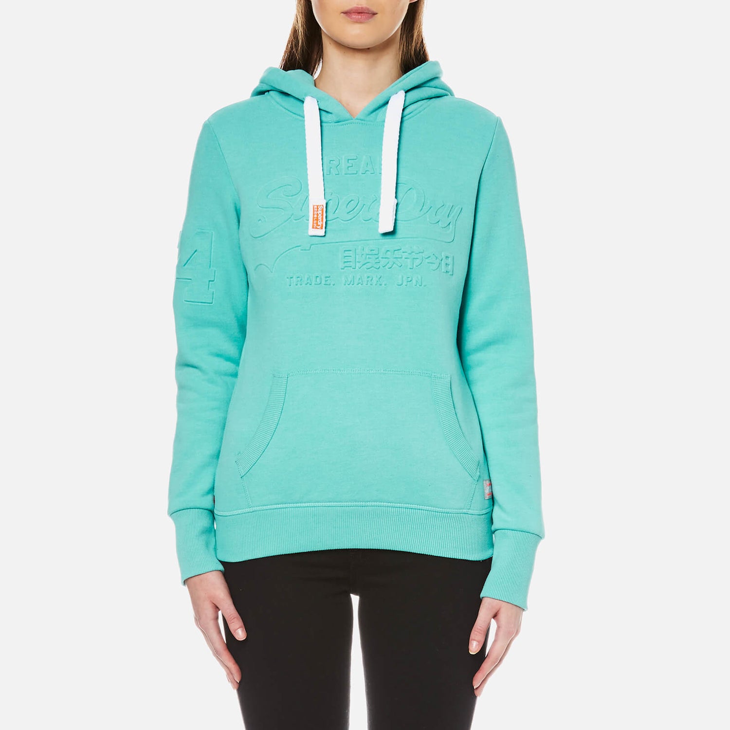Superdry Women s Vintage Logo Embossed Hooded Jumper Tropical Teal Grit TheHut