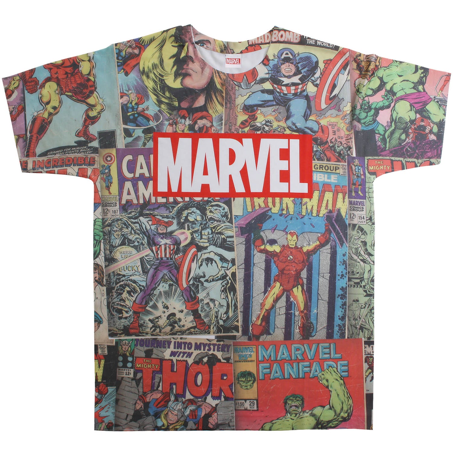 Marvel Men's Retro Comics Sub T-Shirt - White Merchandise - Zavvi UK