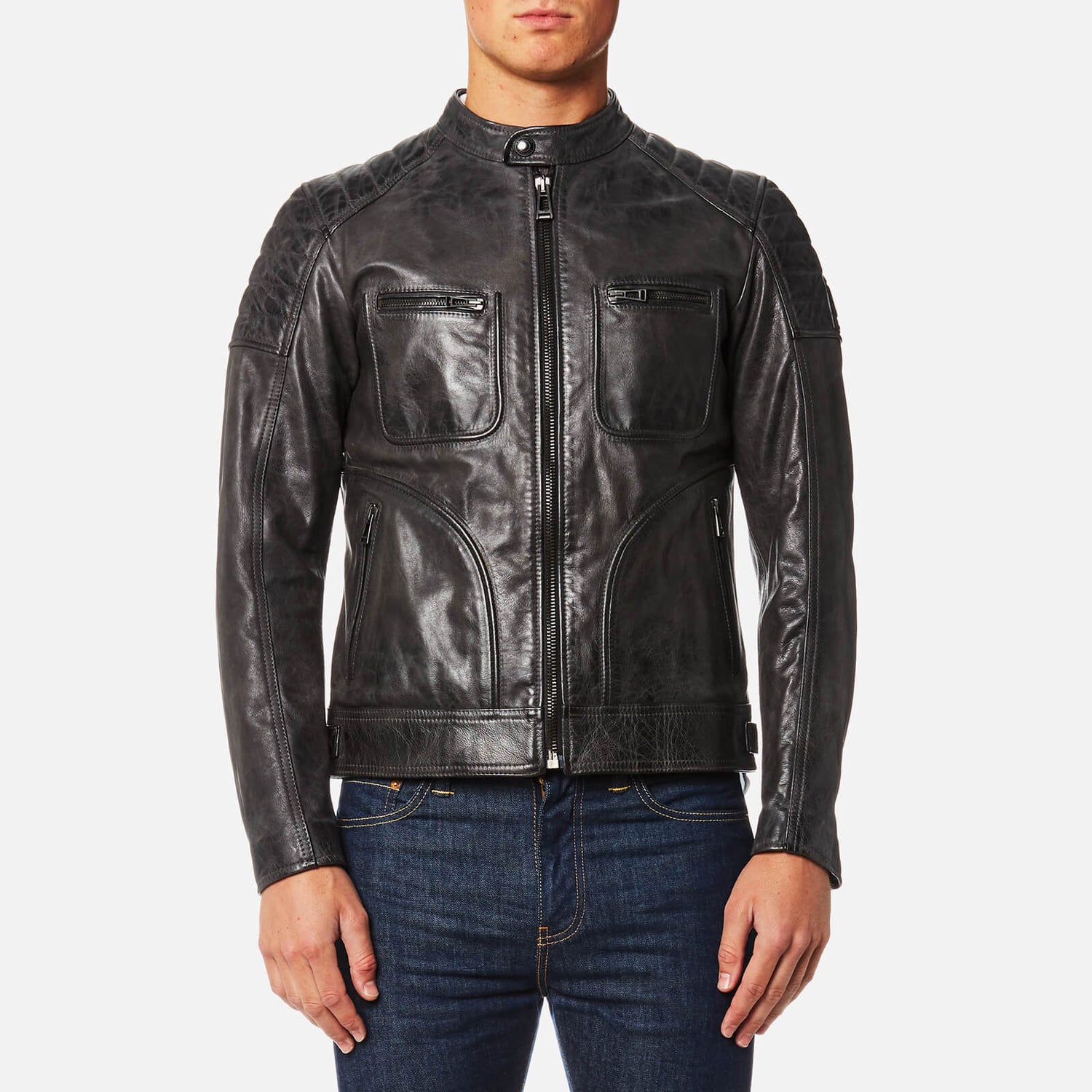 Belstaff Men's Weybridge Leather Blouson Jacket - Anthracite - Free UK ...
