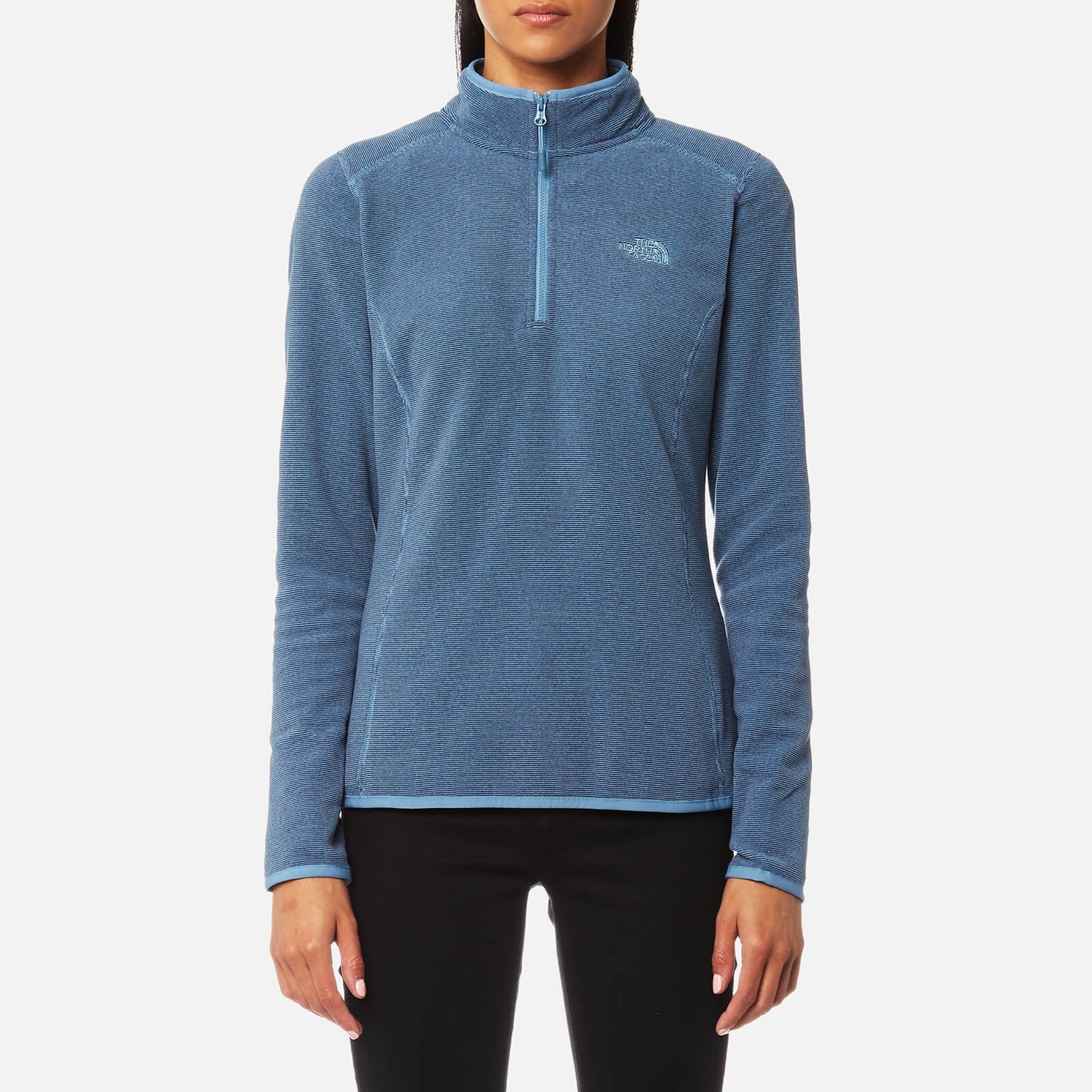 The North Face Women s 100 Glacier 1 4 Zip Fleece Jumper Provincial Blue Stripe TheHut