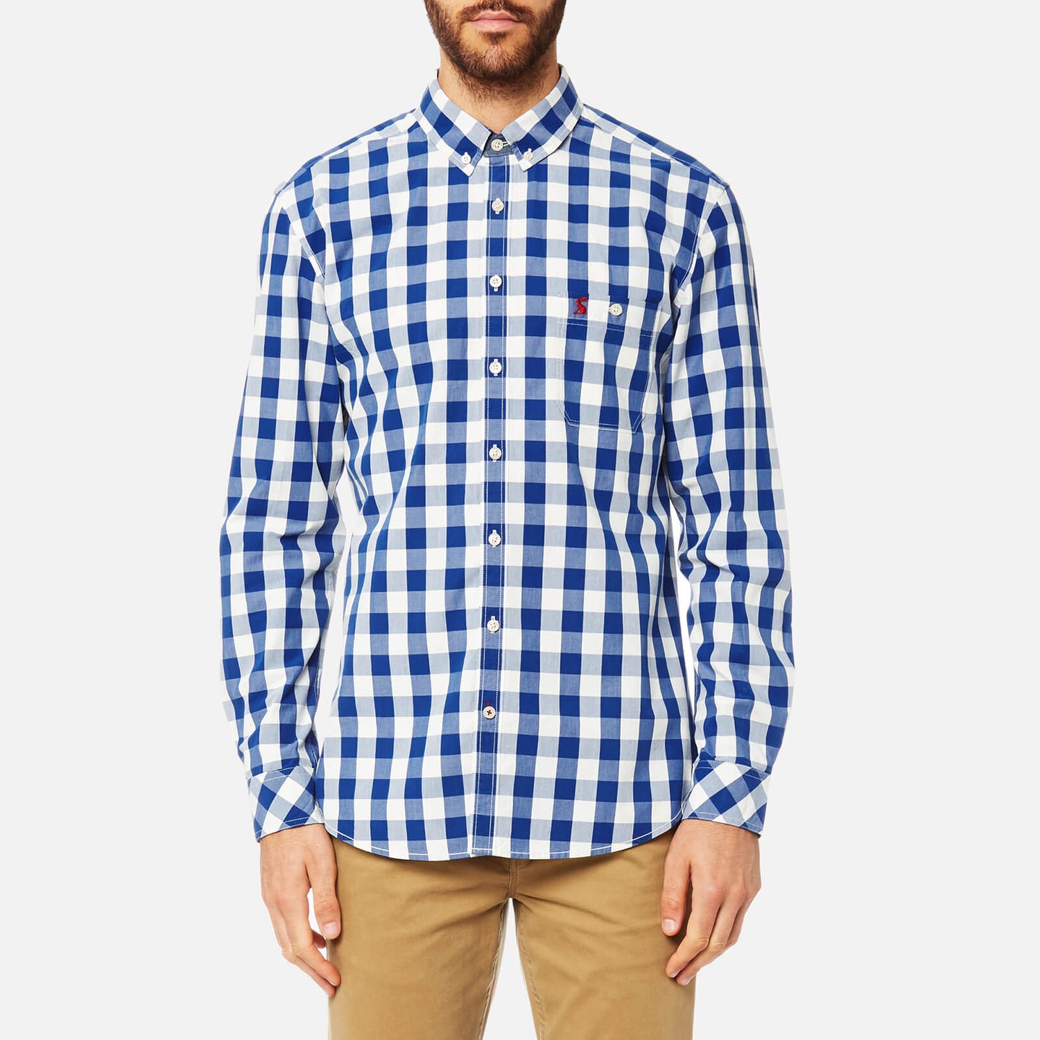 Joules Men's Long Sleeve Classic Fit Shirt with Pocket Blue Gingham