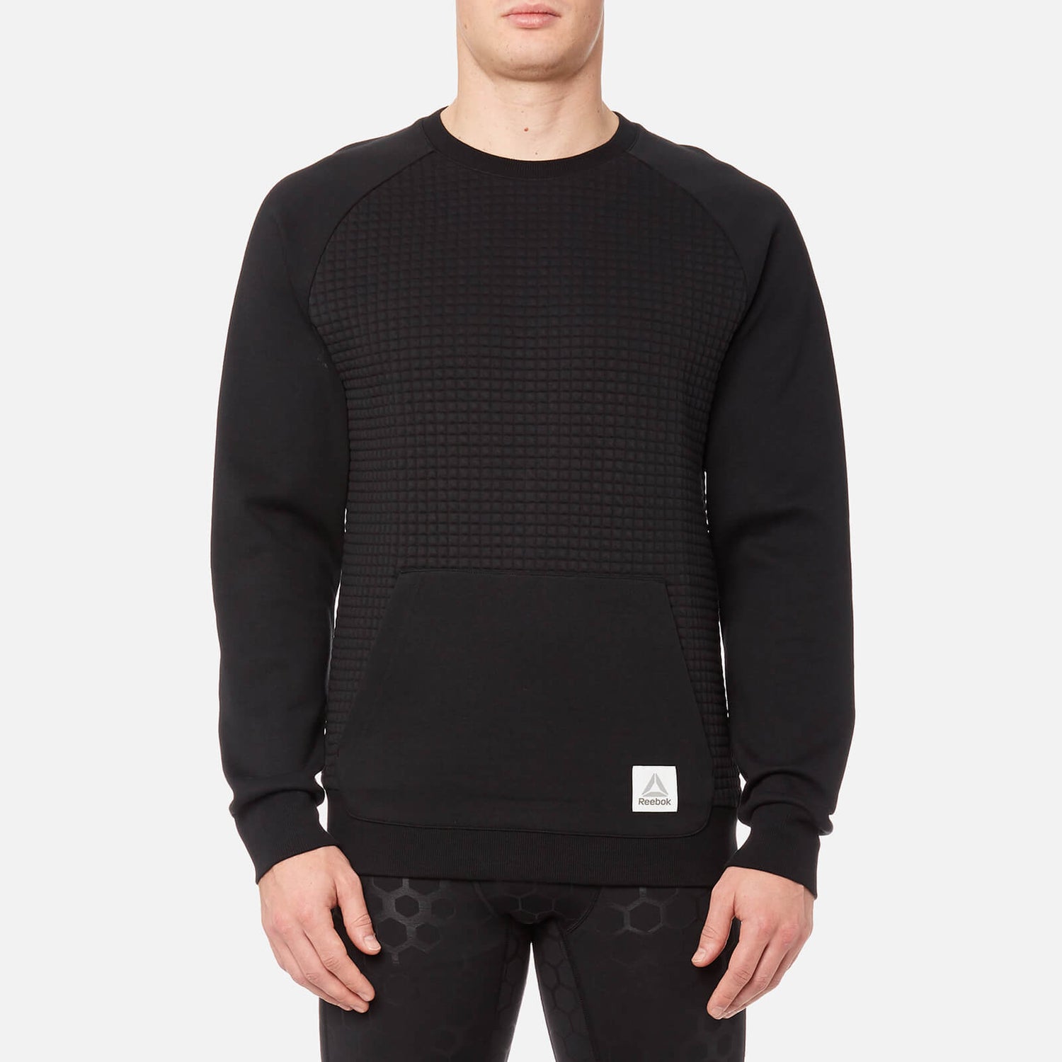 Reebok Men s Quilted Crew Neck Sweatshirt Black TheHut