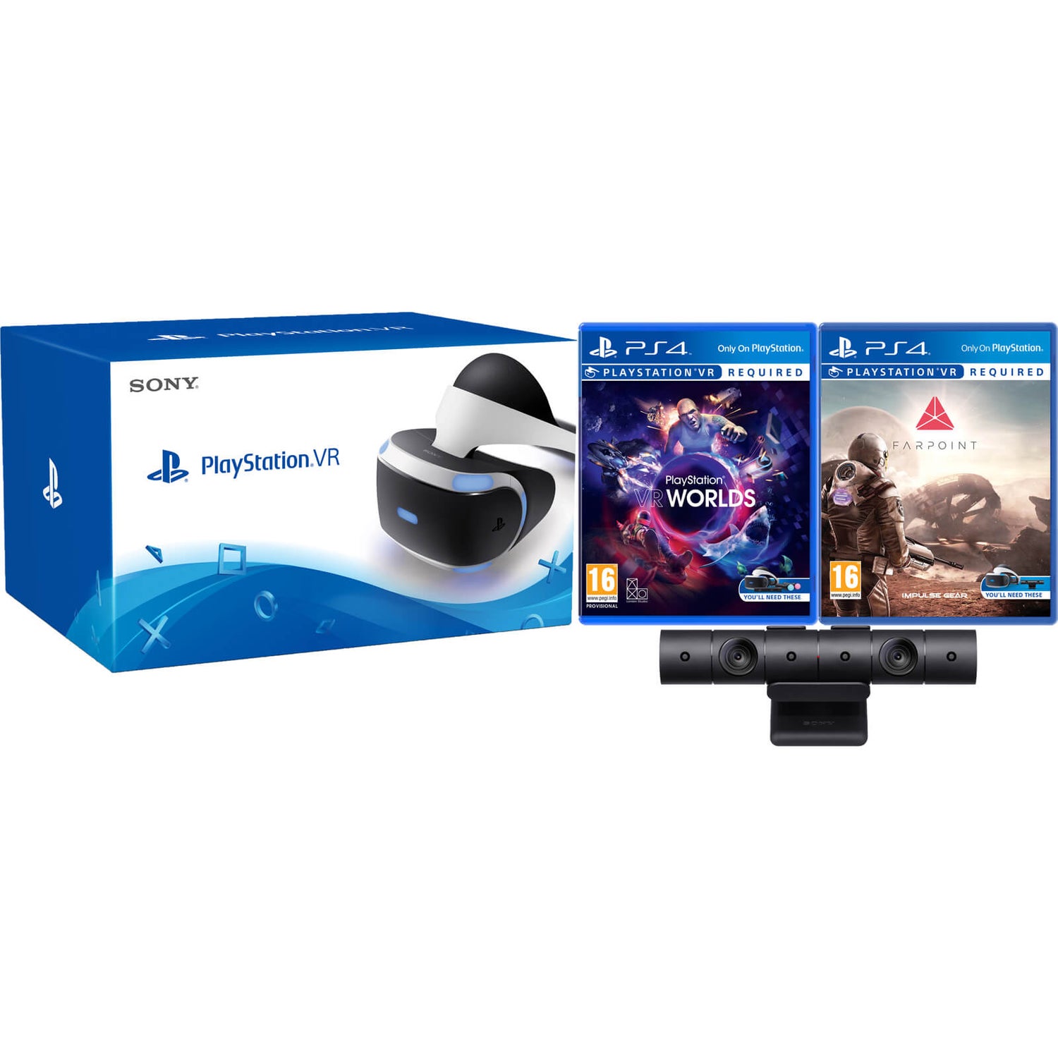 Sony PlayStation VR - PlayStation 4 Camera V2, PlayStation VR Worlds Farpoint Games Consoles US