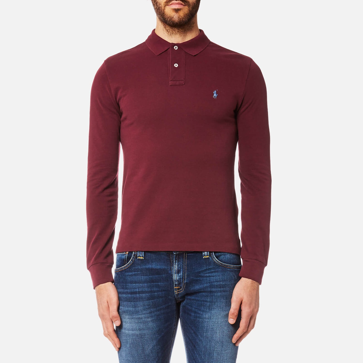 ralph lauren burgundy long sleeve polo